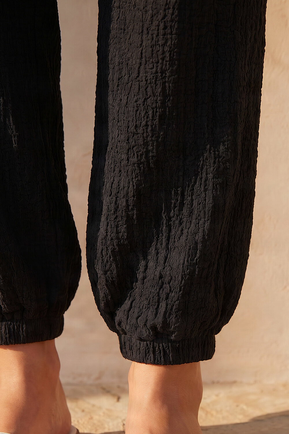 Black Textured Balloon Trouser, Image 5 of 4