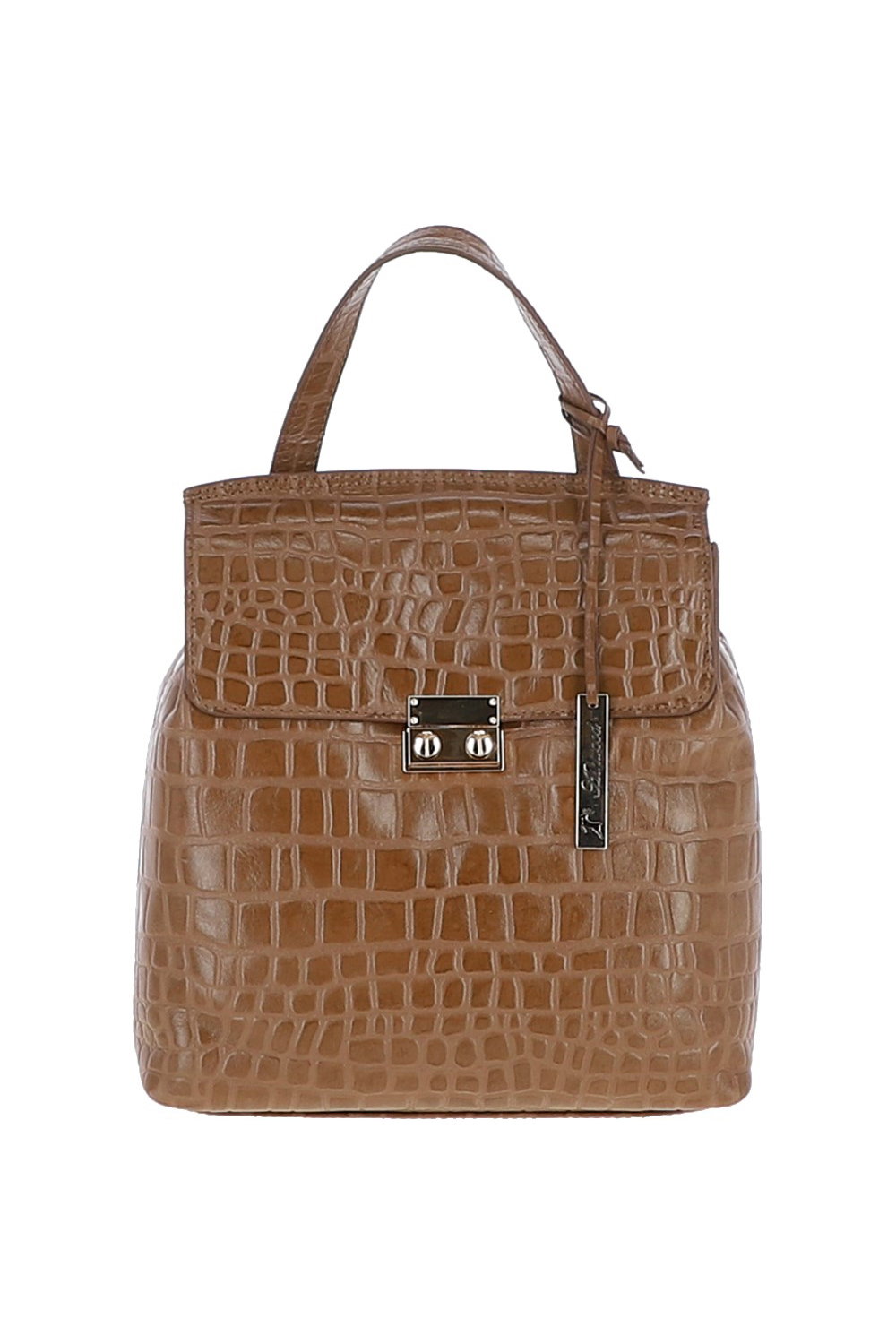 Tan Ashwood Leather Tan Croc Print Real Leather Backpack, Image 1 of 3