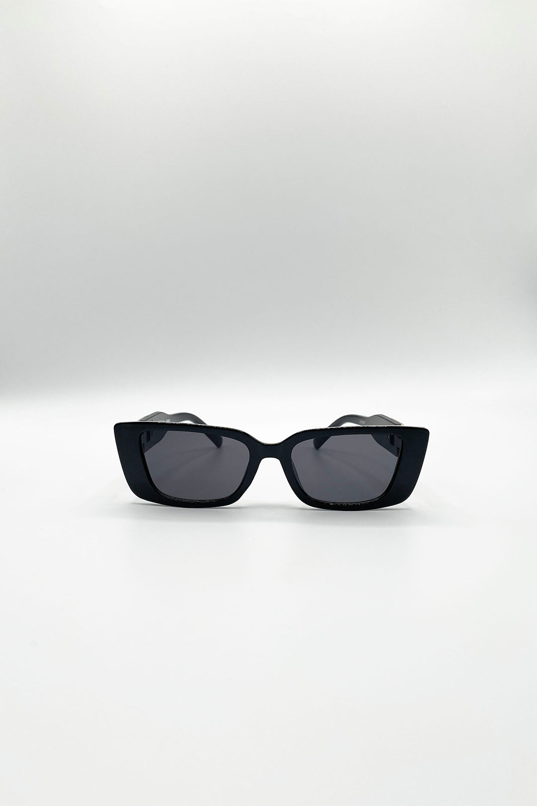 Black Rectangle Cateye Side Detail Sunglasses In Black/Gold, Image 1 of 5