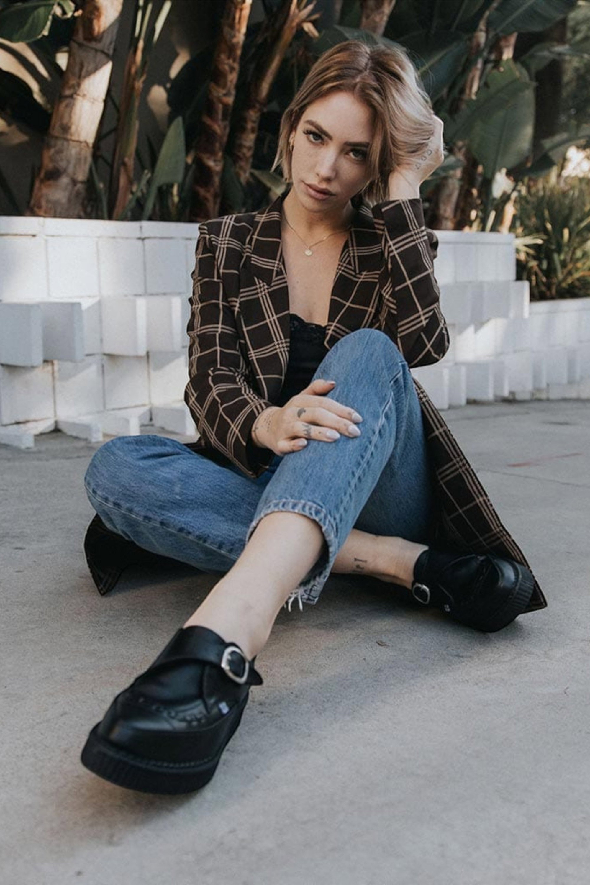 Black TUK Footwear Black Pointed Creeper Leather Monk Shoes, Image 6 of 8