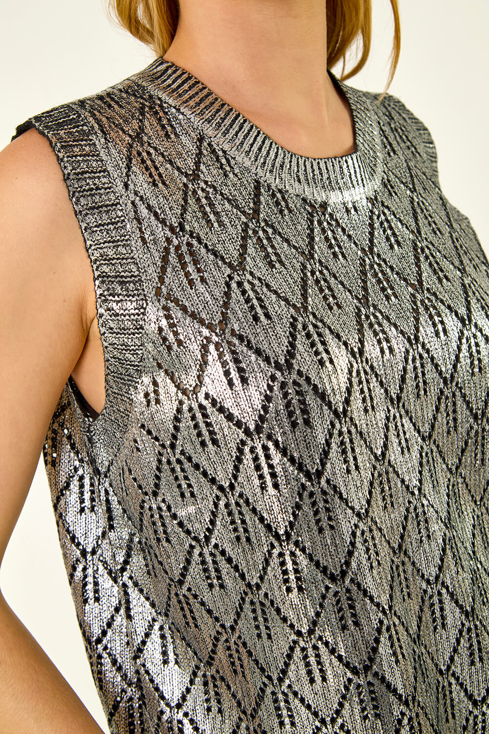 Black Metallic Knit Vest, Image 6 of 6