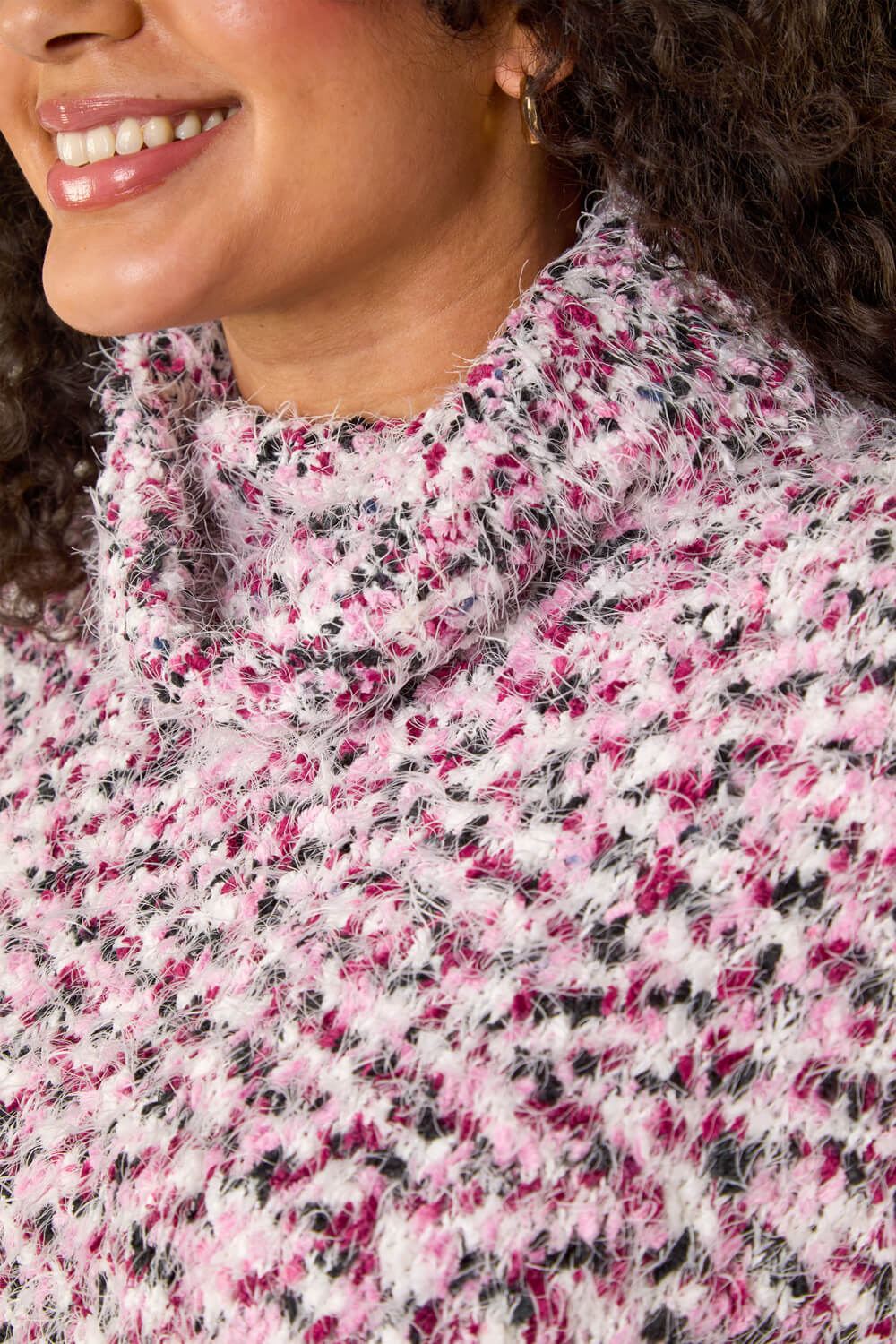 Purple Curve Fluffy Roll Neck Knit Jumper, Image 6 of 5