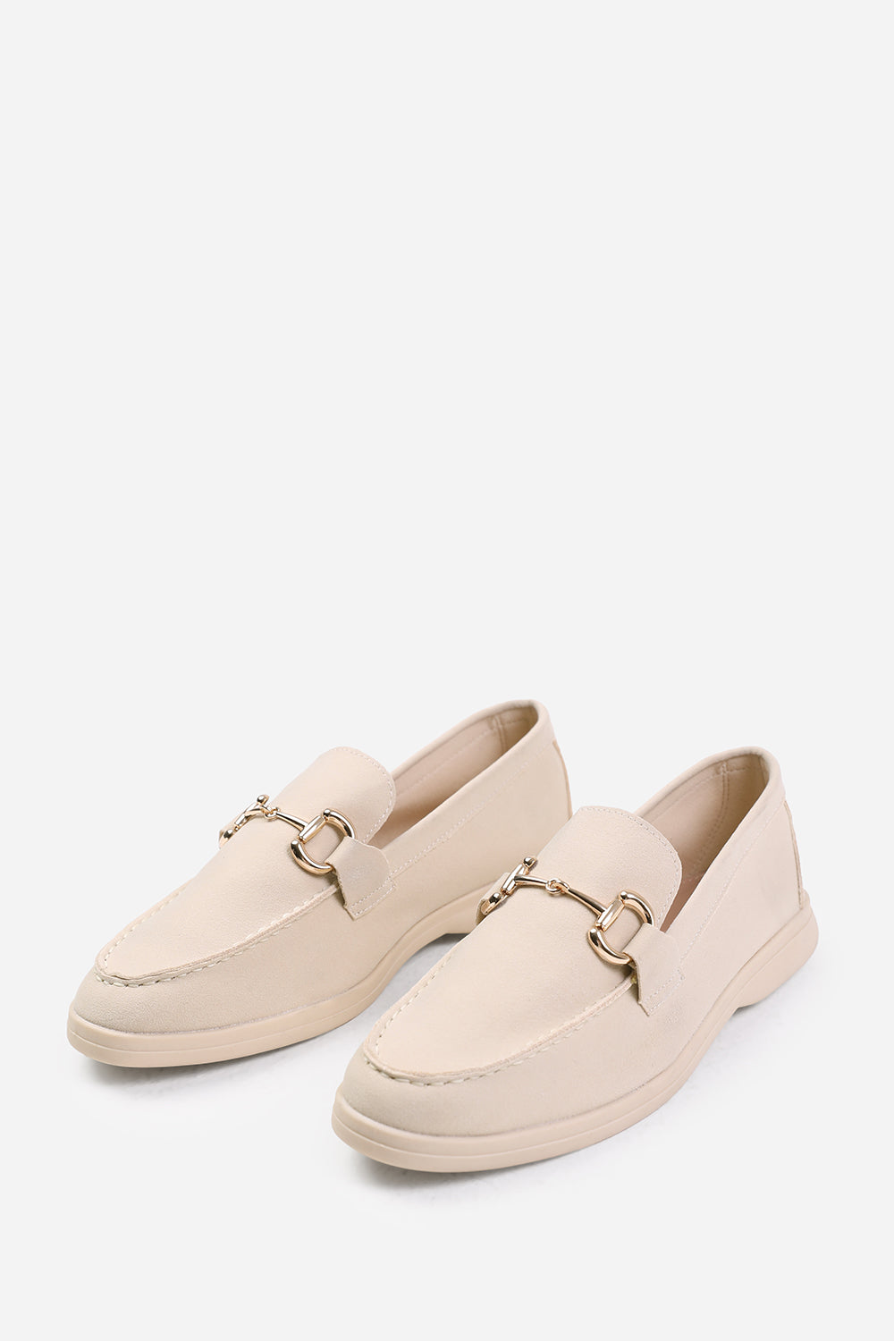 Beige 'Aster' Slip On Loafer With Metal Detailing, Image 3 of 4