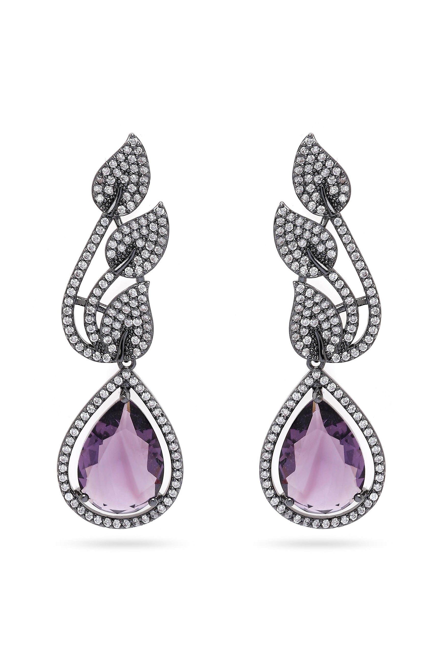 Purple Contemporary Leaf-Shaped Purple Earrings