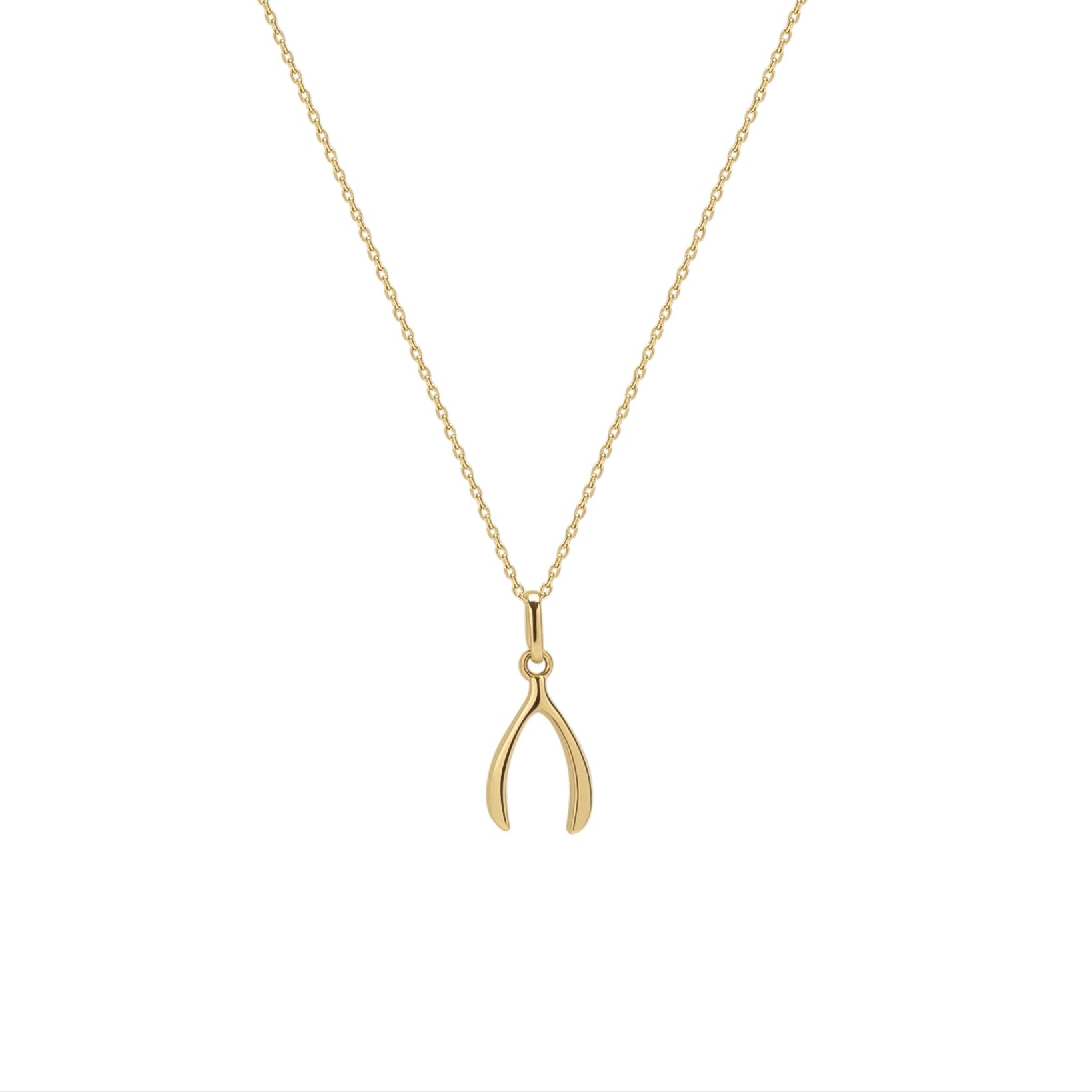 Gold 9ct Solid Gold Large Wishbone Necklace, Image 1 of 1