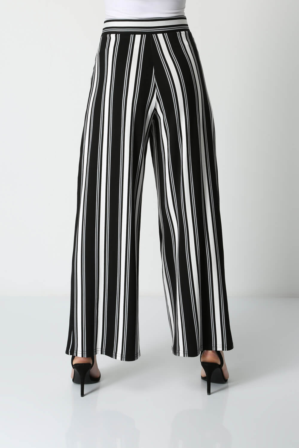 Black Stripe Wide Leg Trousers, Image 3 of 4