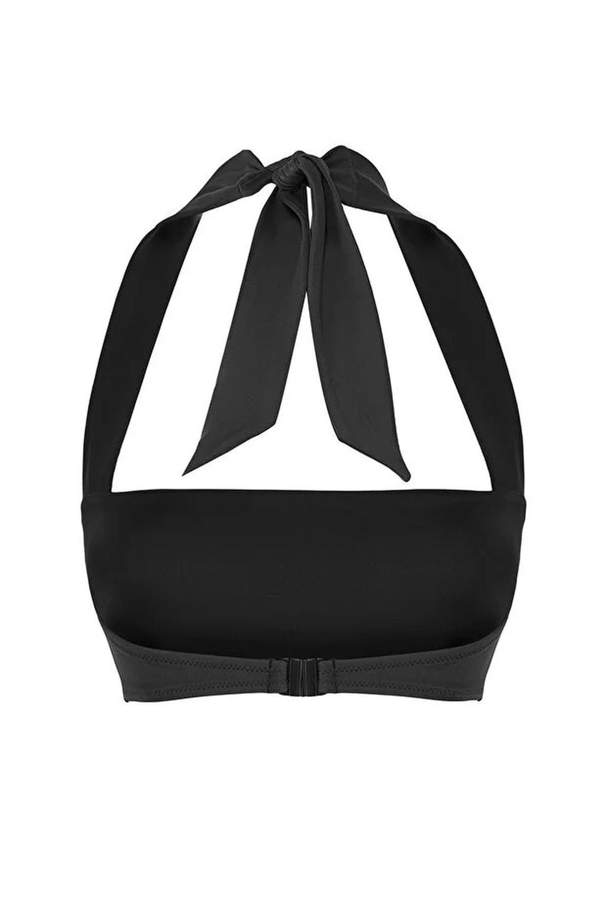 Black Strapless Bandeau Bikini Top with Halterneck Support Strap, Image 3 of 4