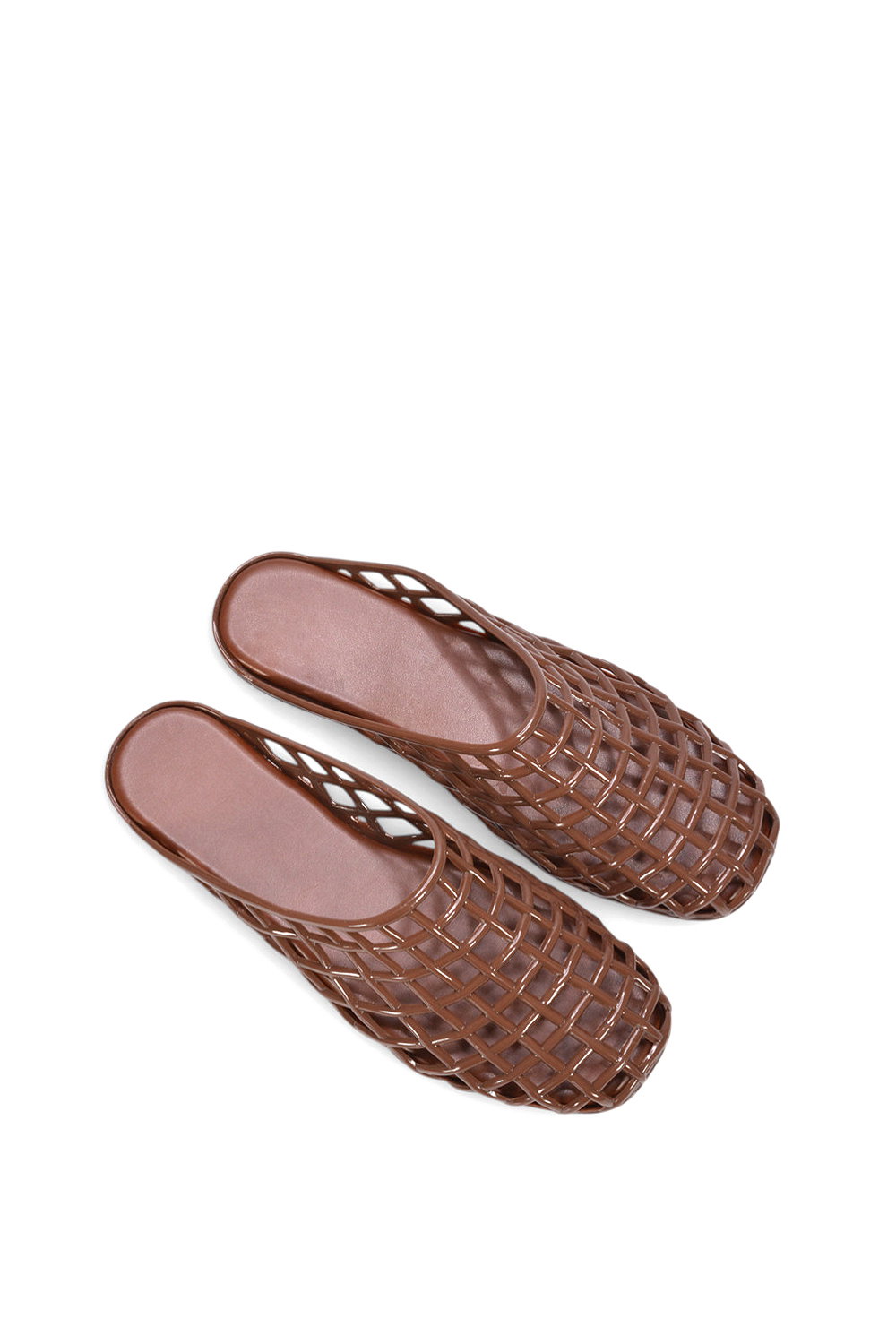 Brown 'Opera' Slip On Cage Jelly Mule Flat Summer Sandals, Image 5 of 5