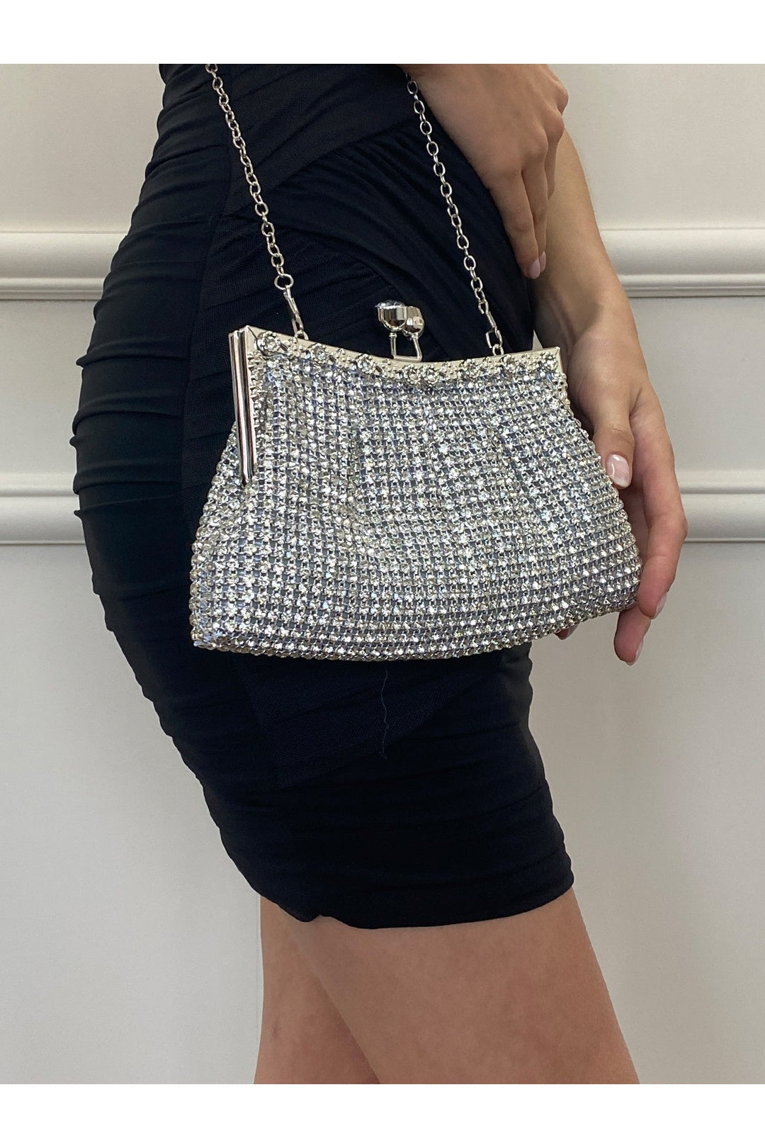 Silver Silver Crystal Clutch Bag, Image 5 of 5