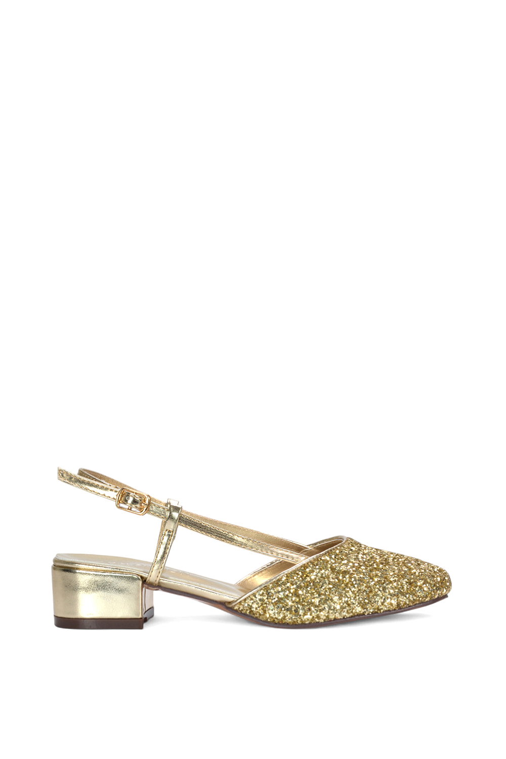 Black 'Kira' Slingback Court Shoes With Low Block Heel