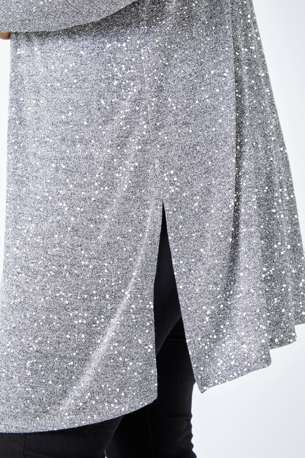 Silver Curve Knitted Glitter Stretch Cardigan , Image 6 of 5