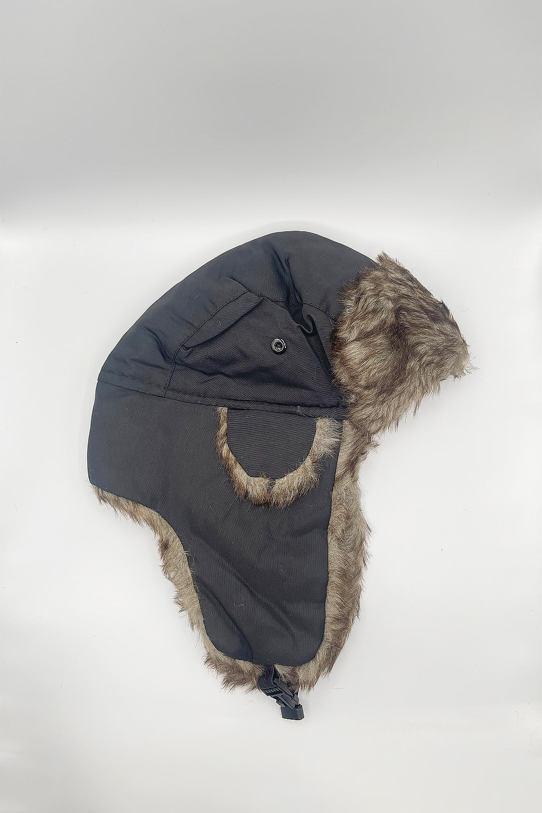 Black Tapper Hat with Faux Fur Lining, Image 1 of 4