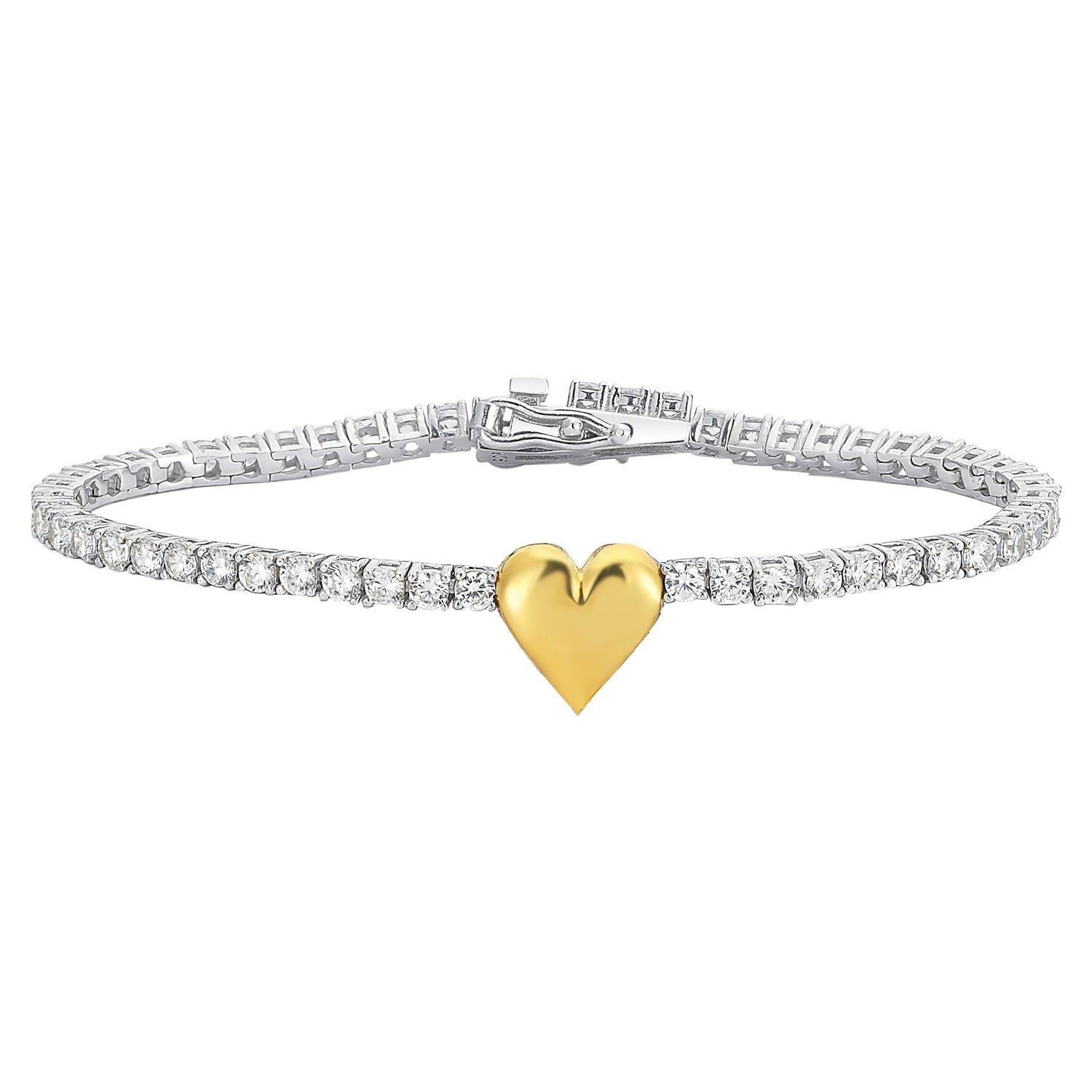 Silver Sterling Silver Heart Tennis Bracelet, Image 1 of 5