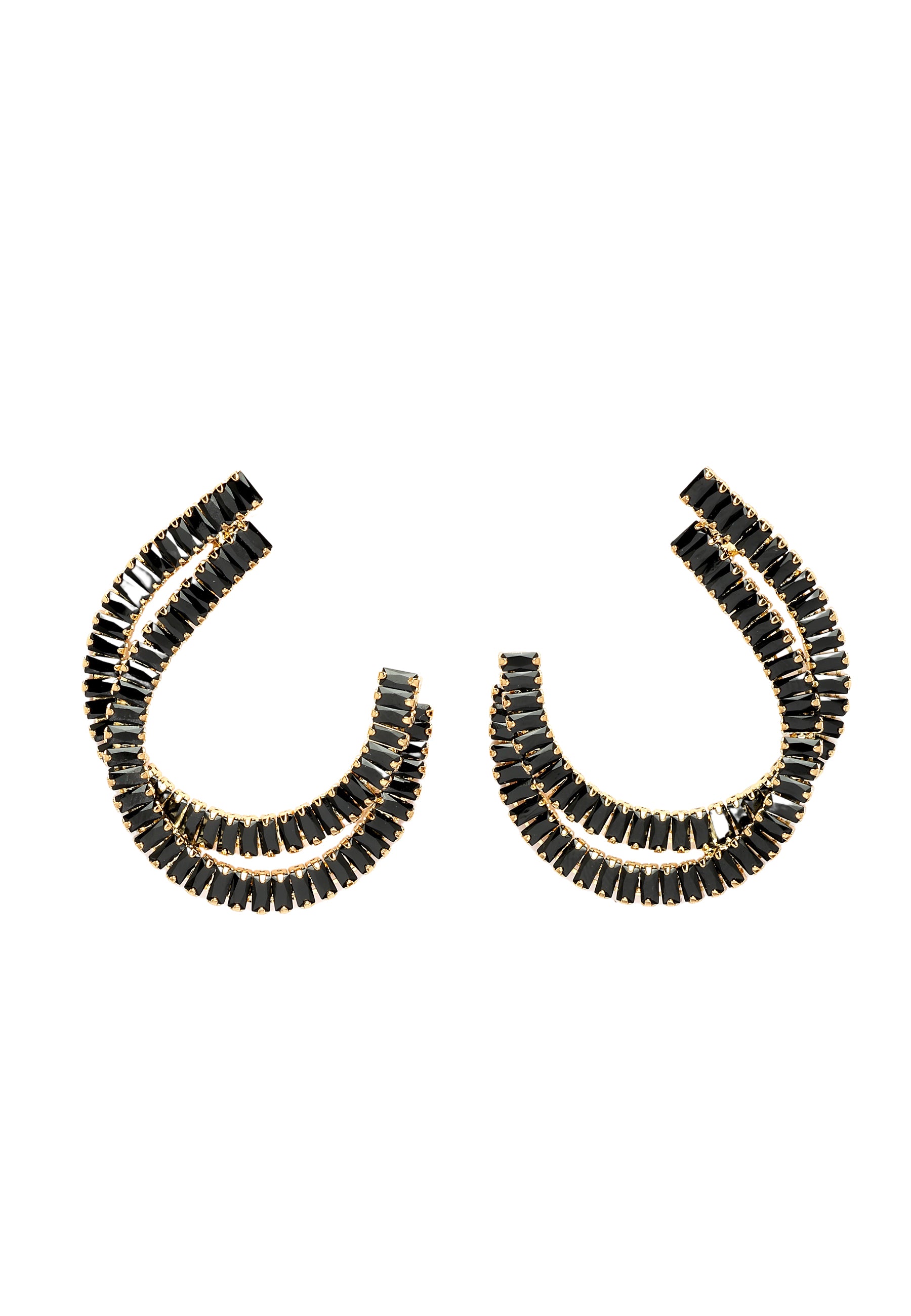 Black Diva Double C-Shaped Studded Earrings