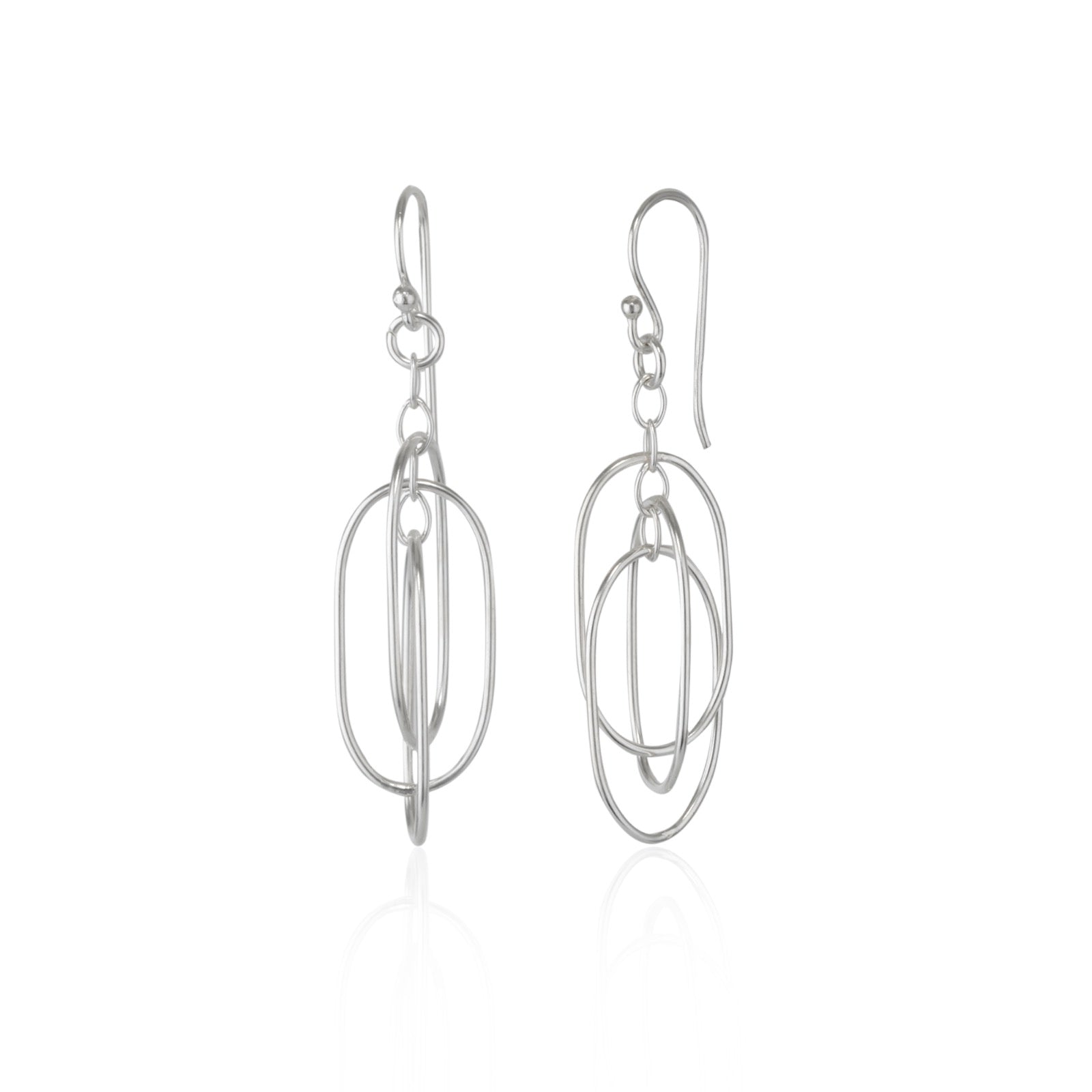 Silver Nested Loop 3D Drop Earring in Sterling Silver, Image 1 of 5