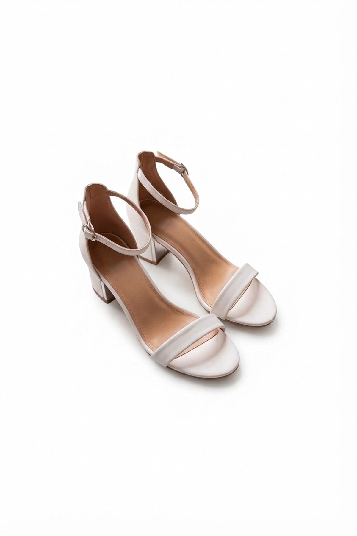 White Zara Womens Ankle Strap Block Heel Sandals, Image 8 of 8