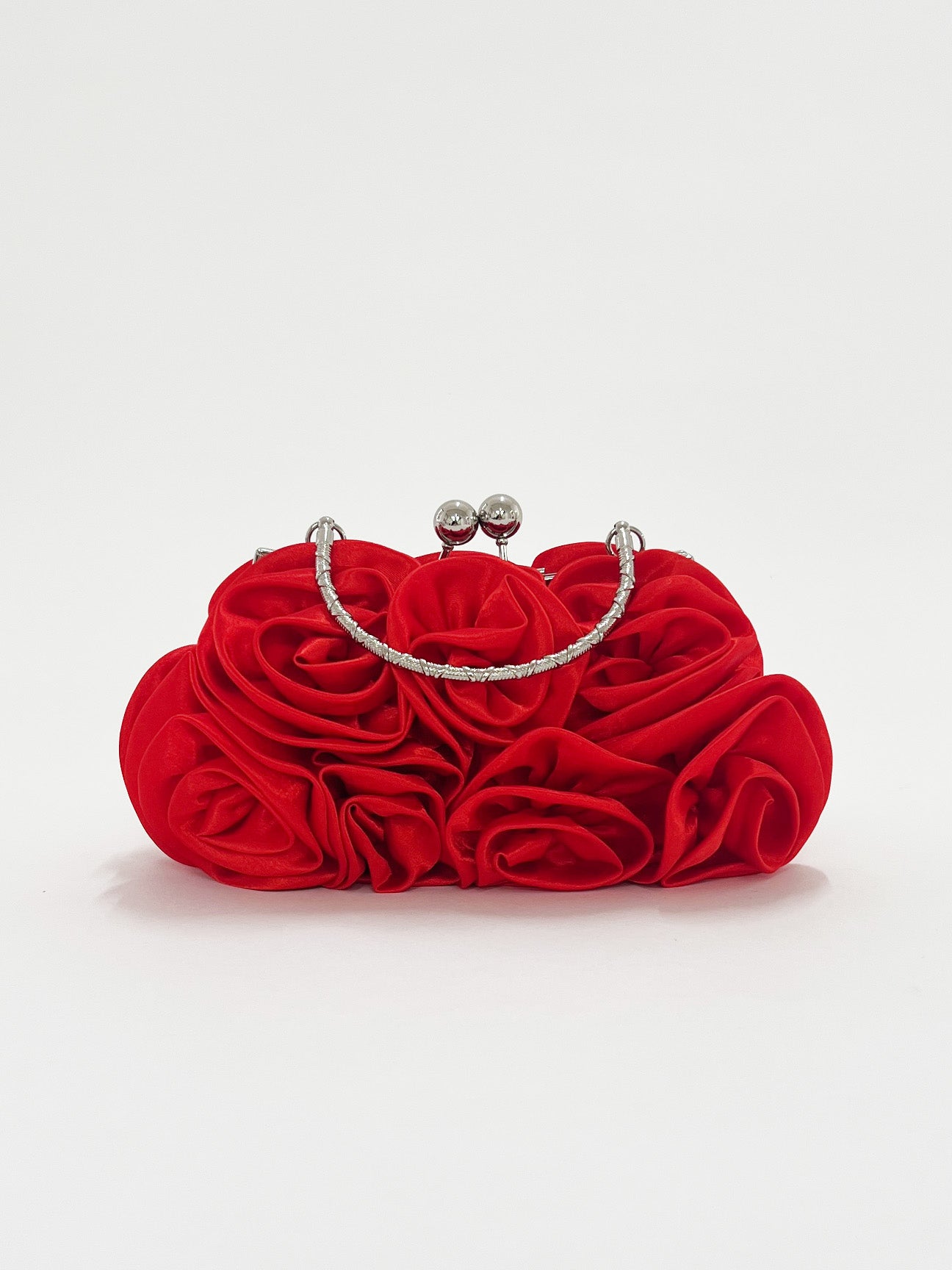 Black Rose Satin Clutch Bag