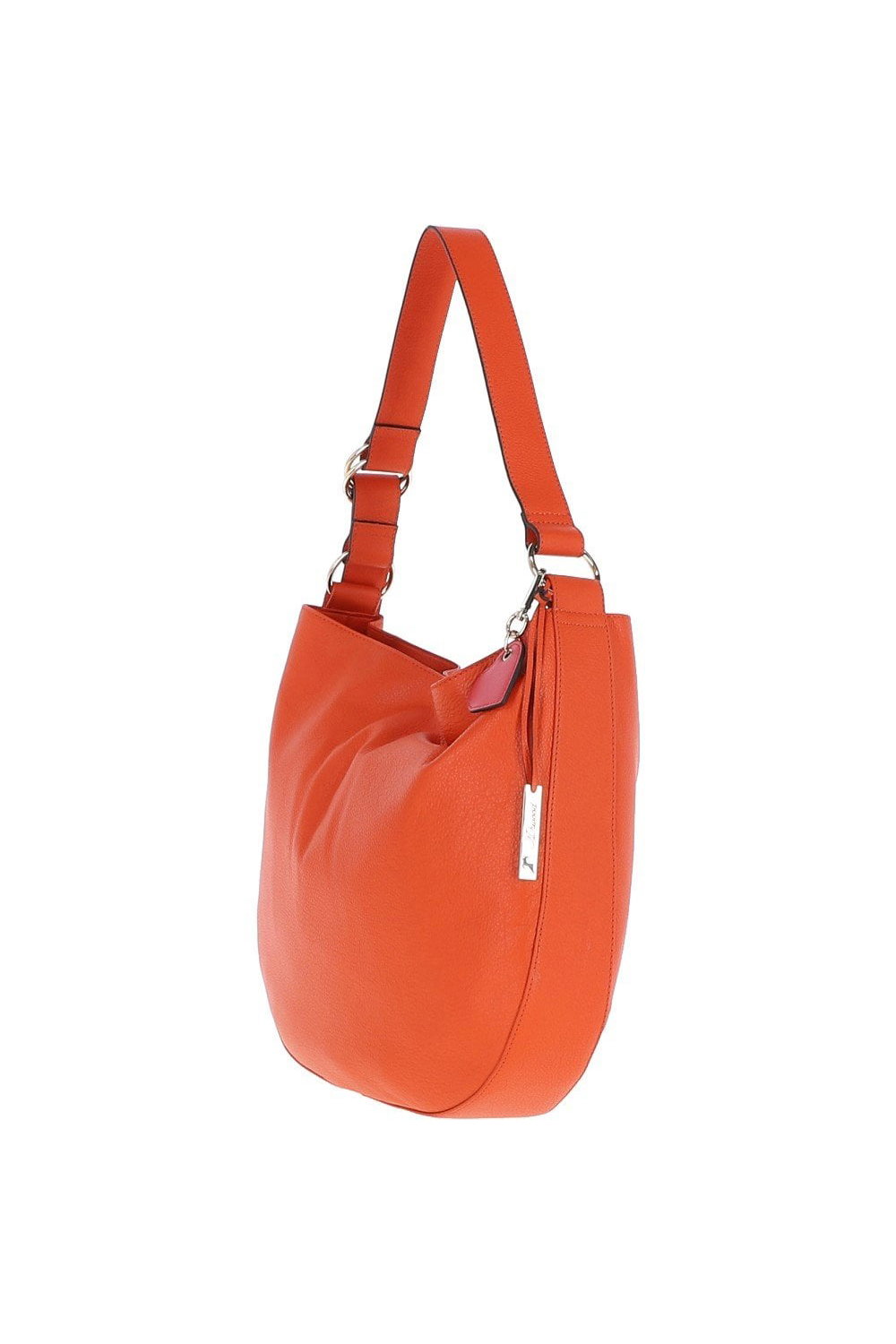 Orange 'Shanta' Long Handle Large Real Leather Tote Bag, Image 2 of 4