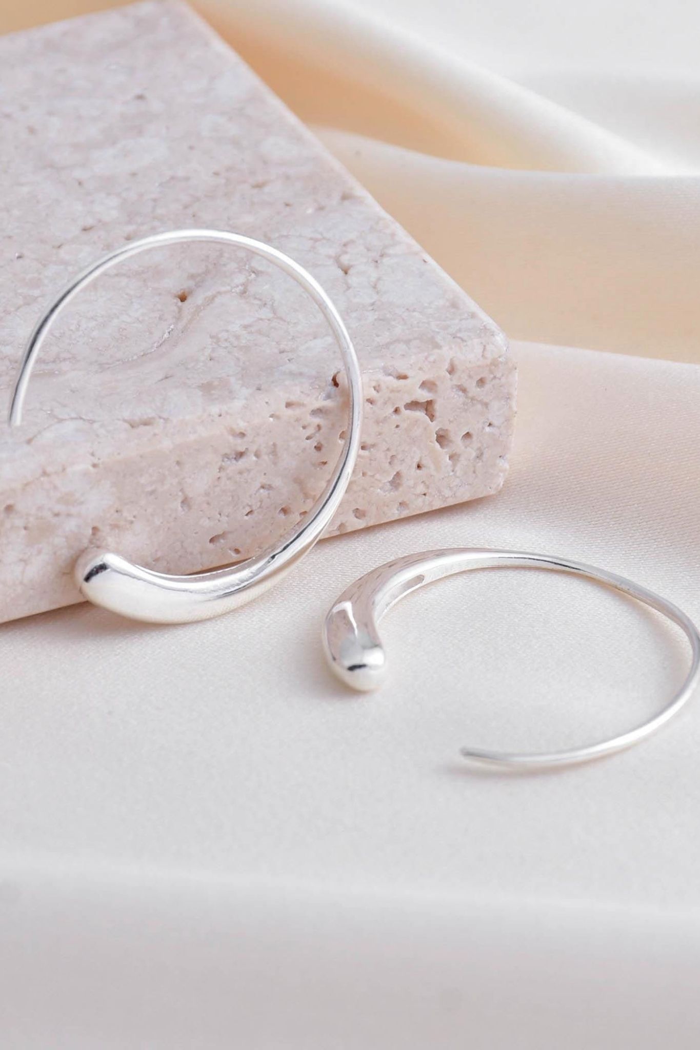 Silver Sterling Silver Half Hoop Earrings, Image 3 of 4