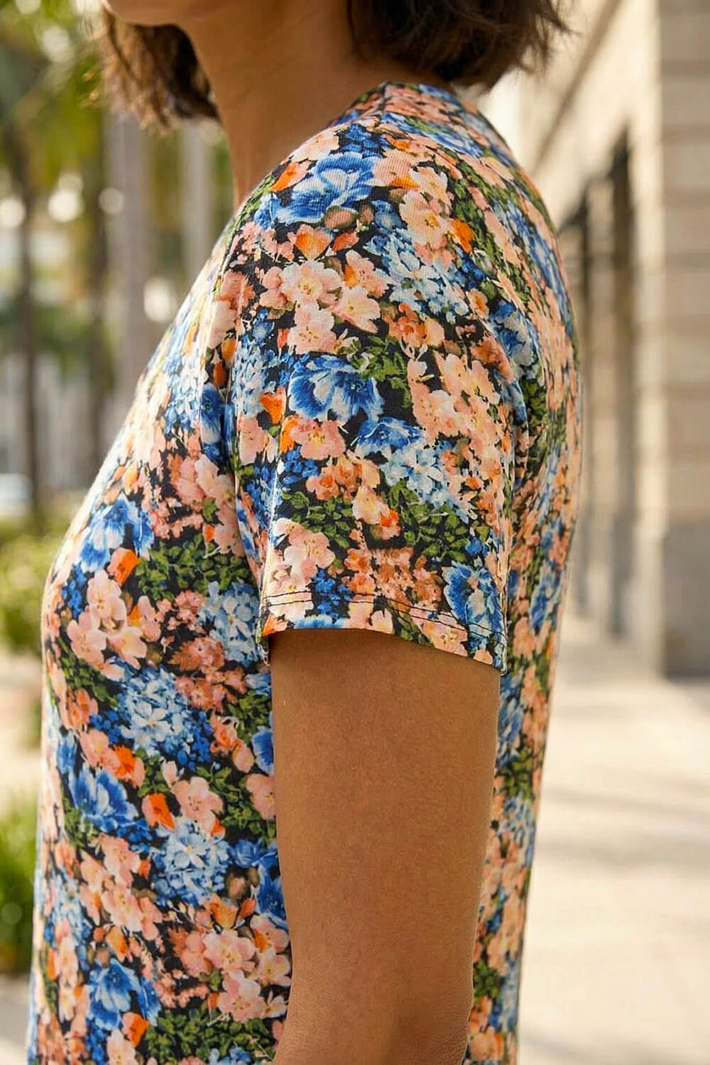 Blue Dusk Floral Print Stretch Midi Dress, Image 5 of 4