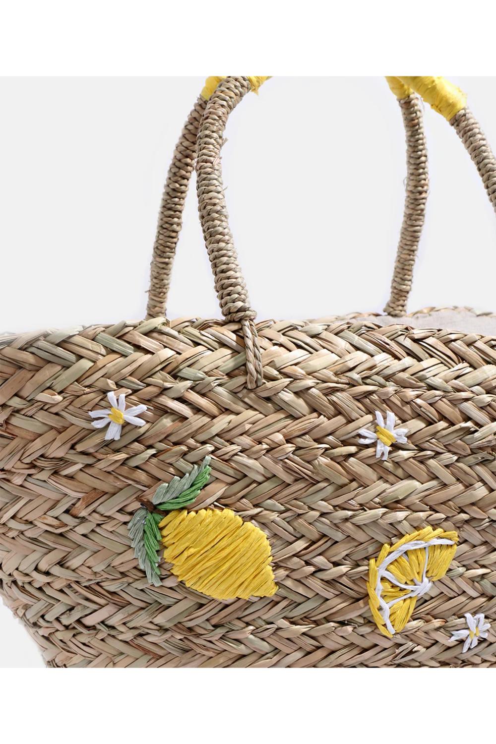 Beige Pia Rossini Beige Citrus - Straw Beach Basket, Image 4 of 4