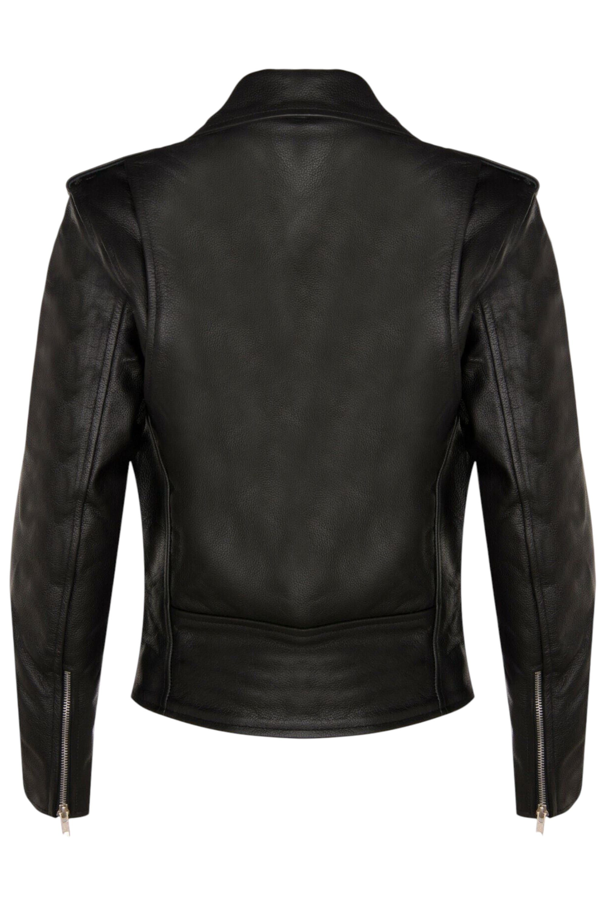 Black Womens Leather Biker Jacket - Mansfield, Image 3 of 4