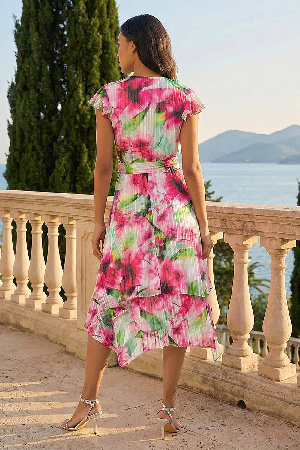 knee length dresses for ladies Lapointe Cream Viscose Sleeveless Tie Waist Midi Dress