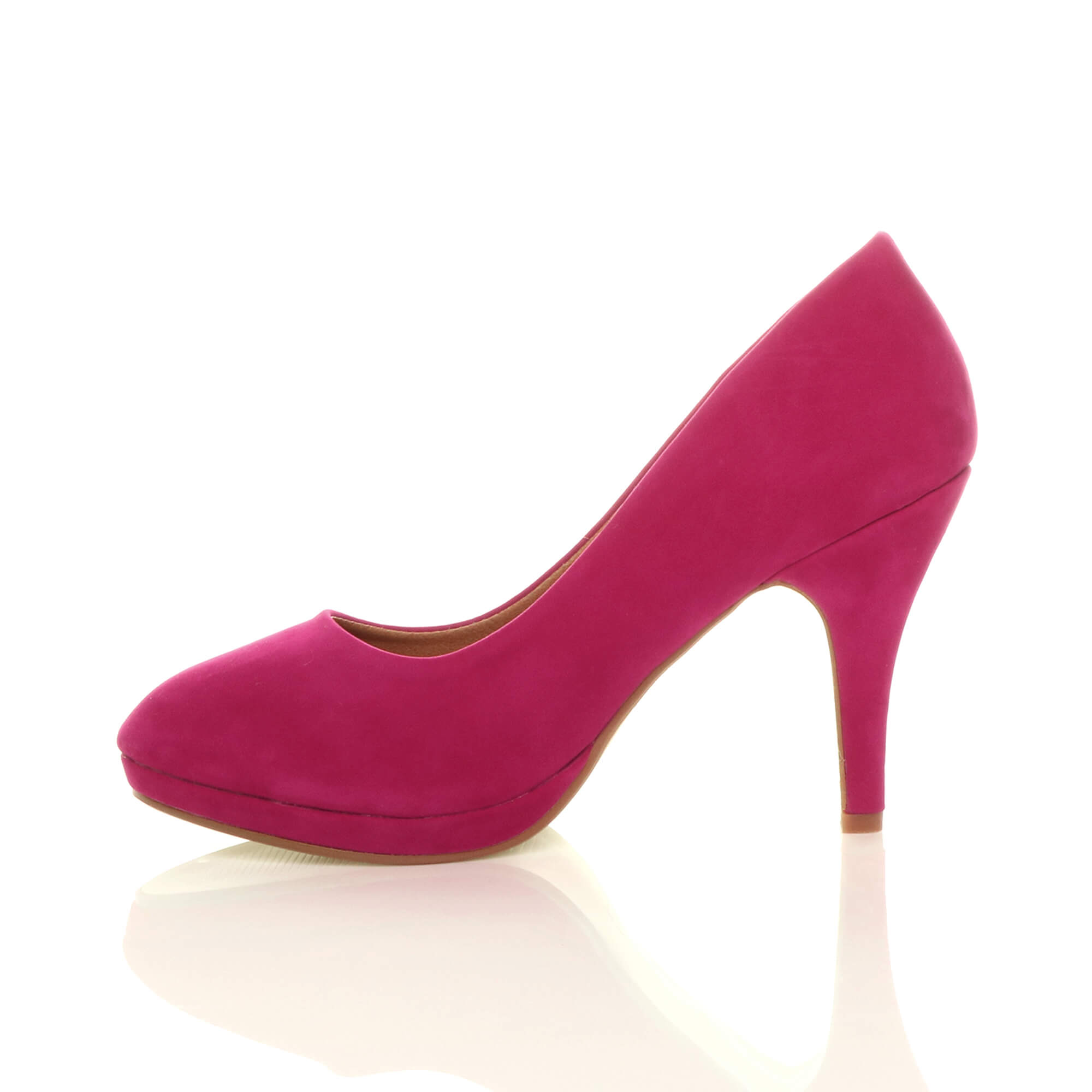 Fuchsia AJVANI Fuchsia Mid High Heel Court Shoes, Image 3 of 6