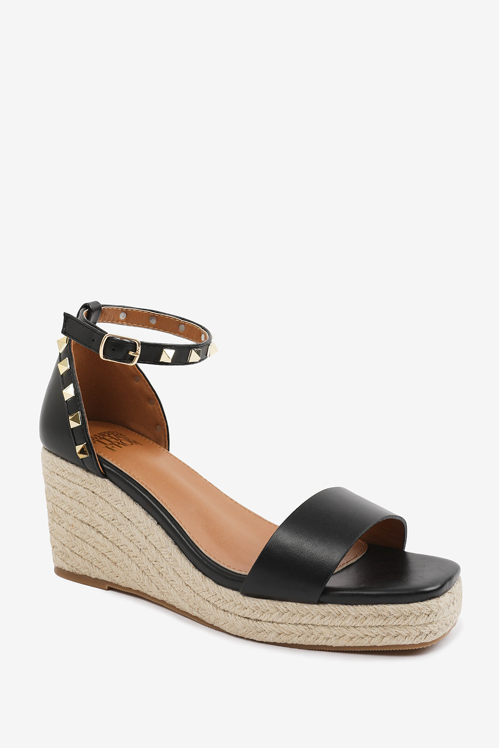 Black 'Sawyer' Wide Fit Wedge Sandals Gladiator, Image 3 of 6