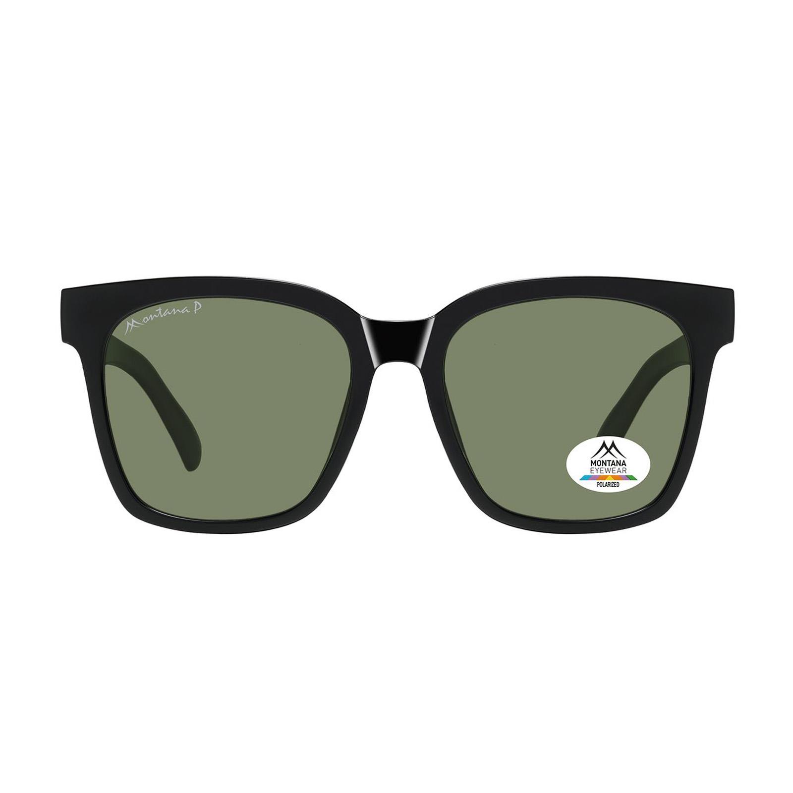 Black Square Shiny Black Green Polarized MP72, Image 1 of 3