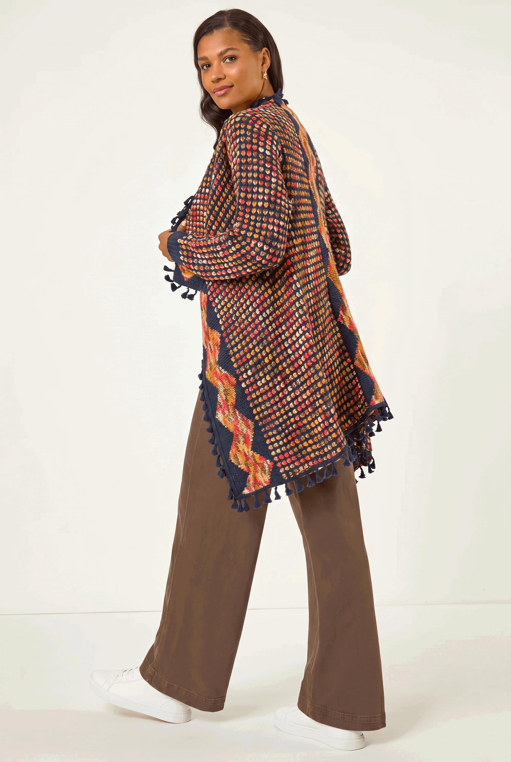 Navy Ombre Tassle Cardigan, Image 4 of 5