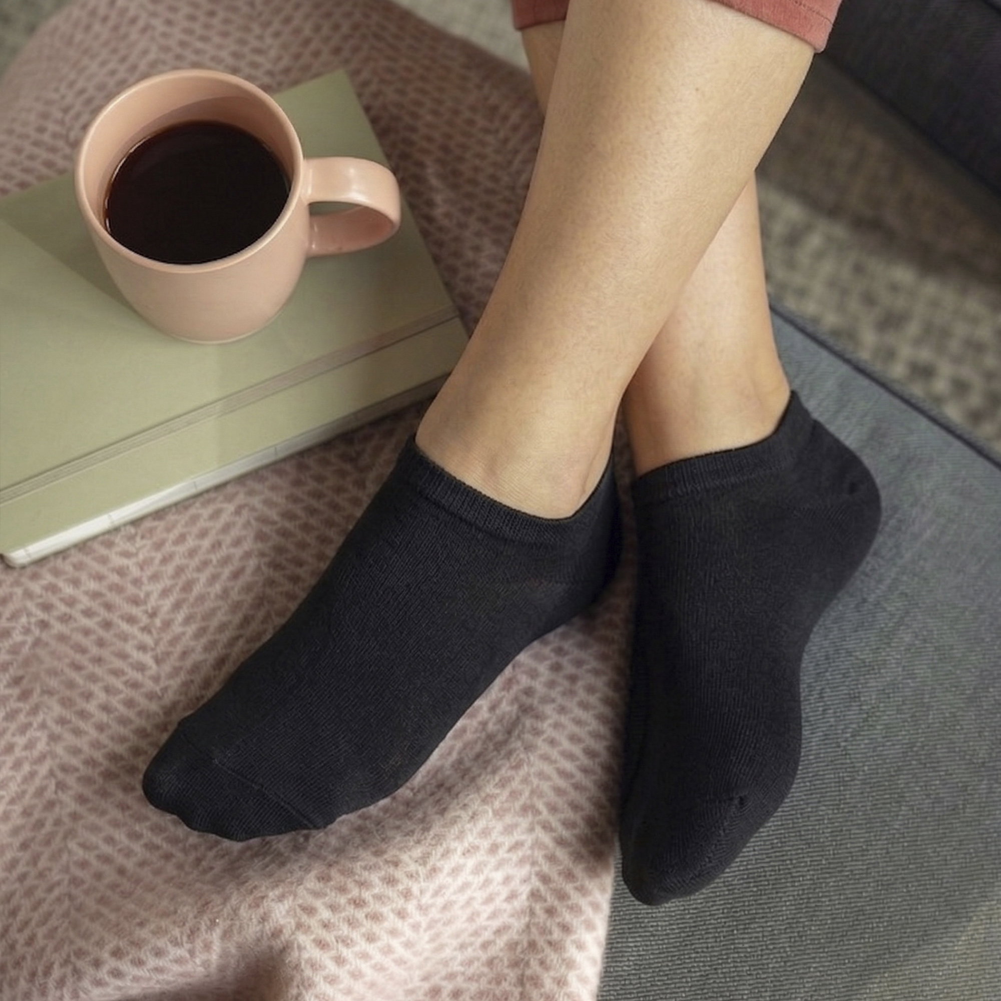 Black 6 Pack Trainer Cotton Rich Socks, Image 4 of 5