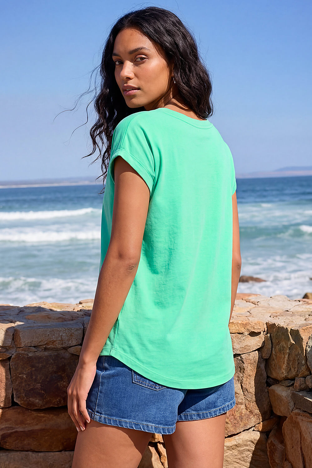 Aqua Stretch Cotton Jersey T-Shirt, Image 4 of 4