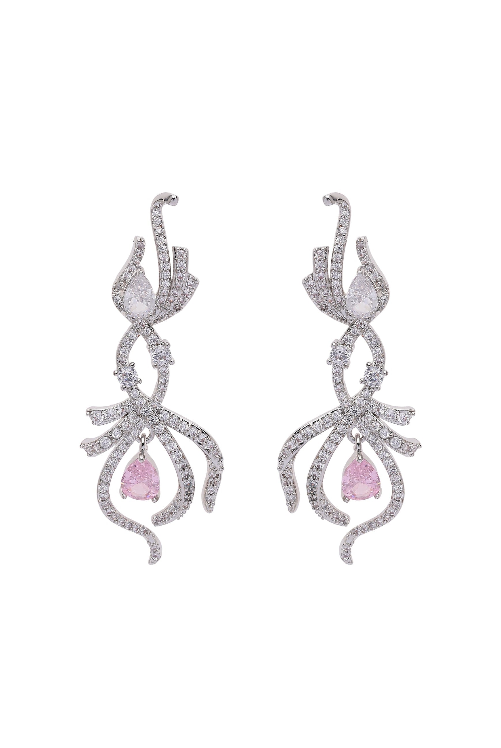 Metallic Infinity Pink Pear Shaped Earrings