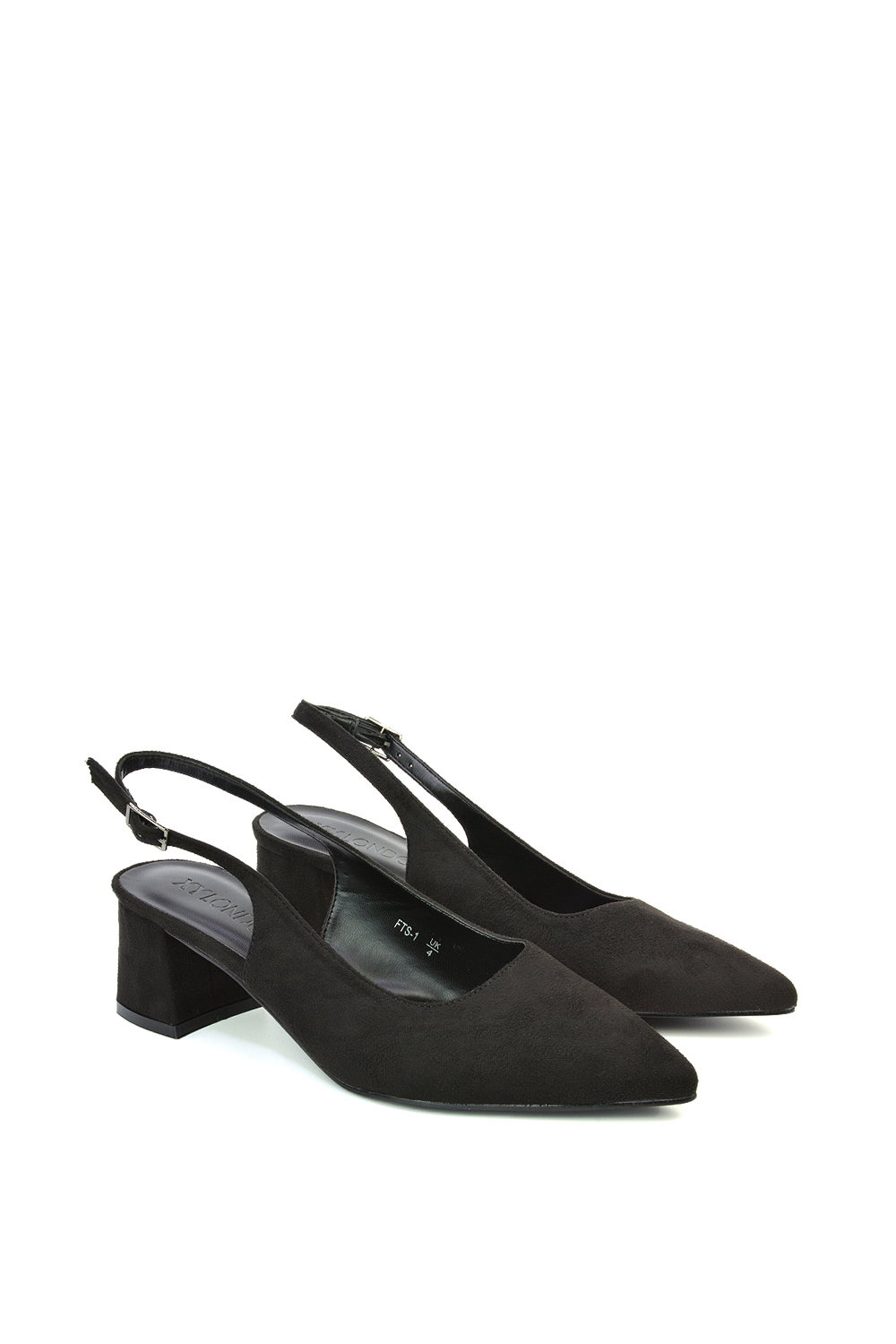 Black 'Devon' Court Shoe Block Heels With Slingback, Image 3 of 5