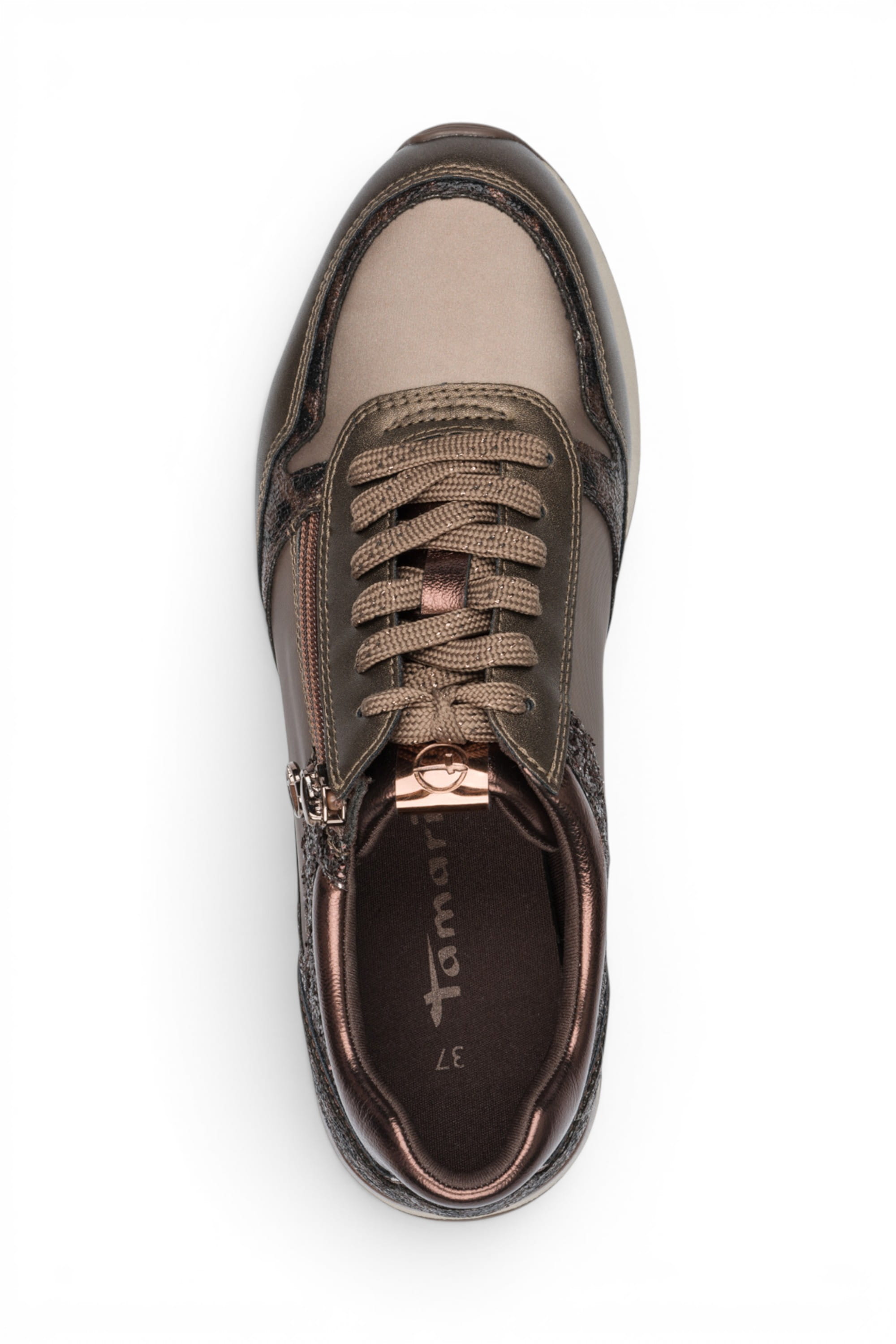Taupe Faux Leather Sneakers - 23613, Image 6 of 7