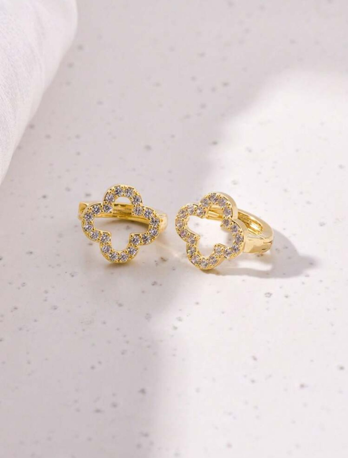 Gold The Colourful Aura Gold Large Clover Gold Plated Stud Earrings, Image 1 of 1