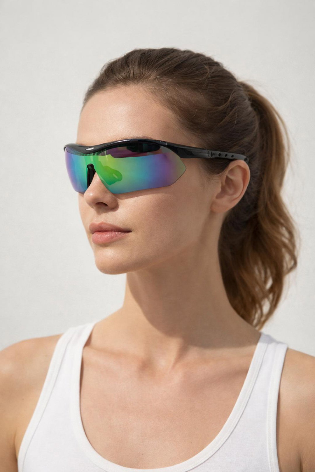 Multi Outdoor Sports Racer Sunglasses In Black Multi With Case