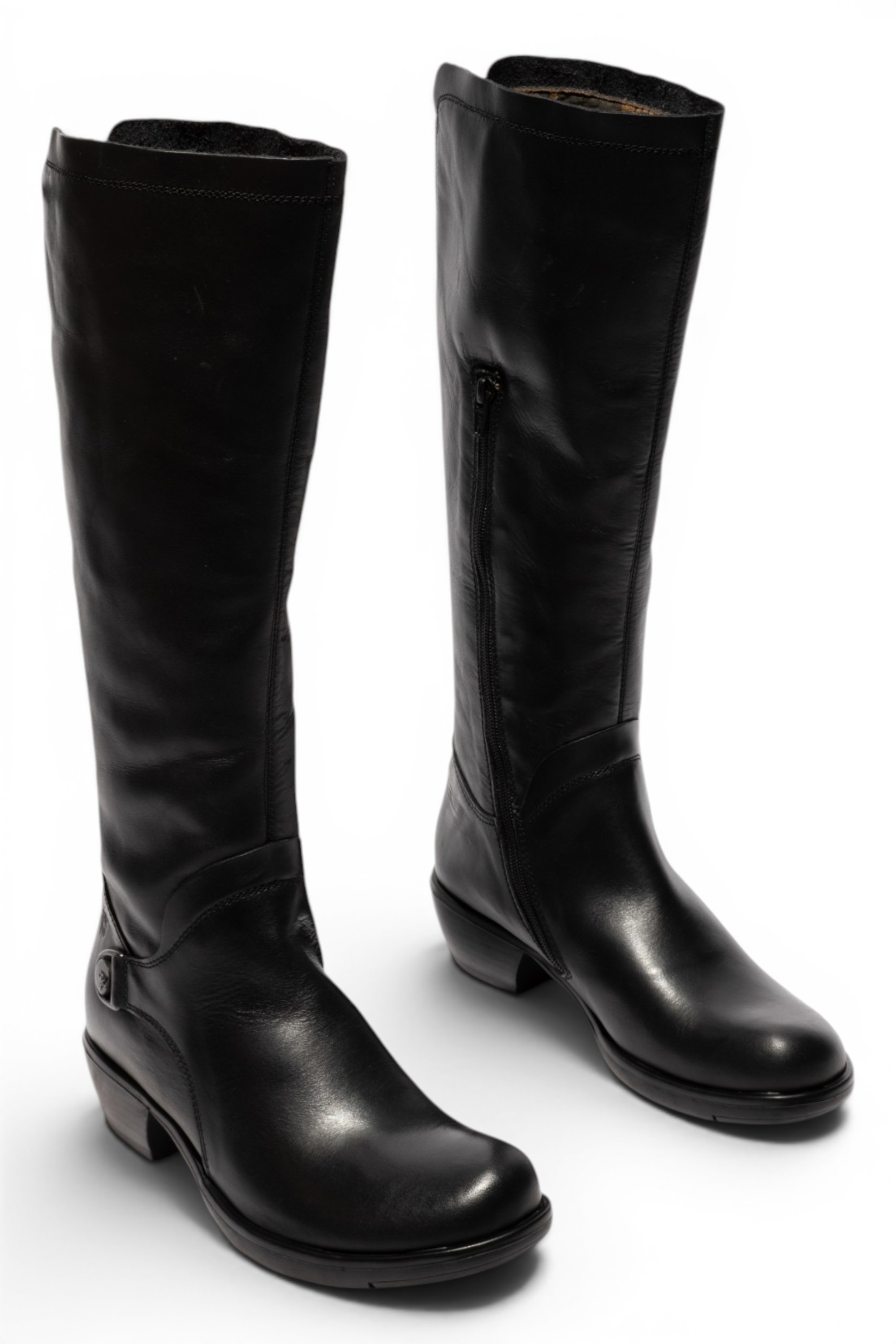 Black Womens Leather Riding Long Boots-MISTRY, Image 2 of 5