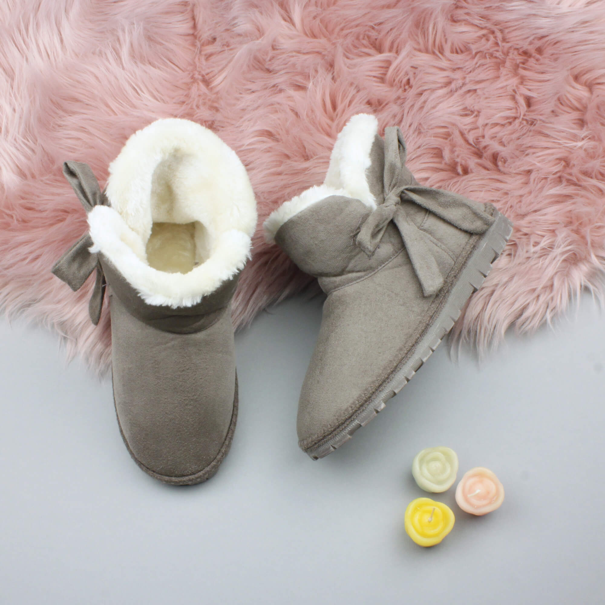 Mocha AJVANI Mocha Faux Fur Lined Ankle Boots Slippers, Image 4 of 6