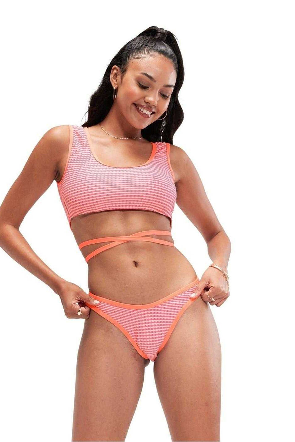 Orange Gingham Bikini Bottoms, Image 1 of 3