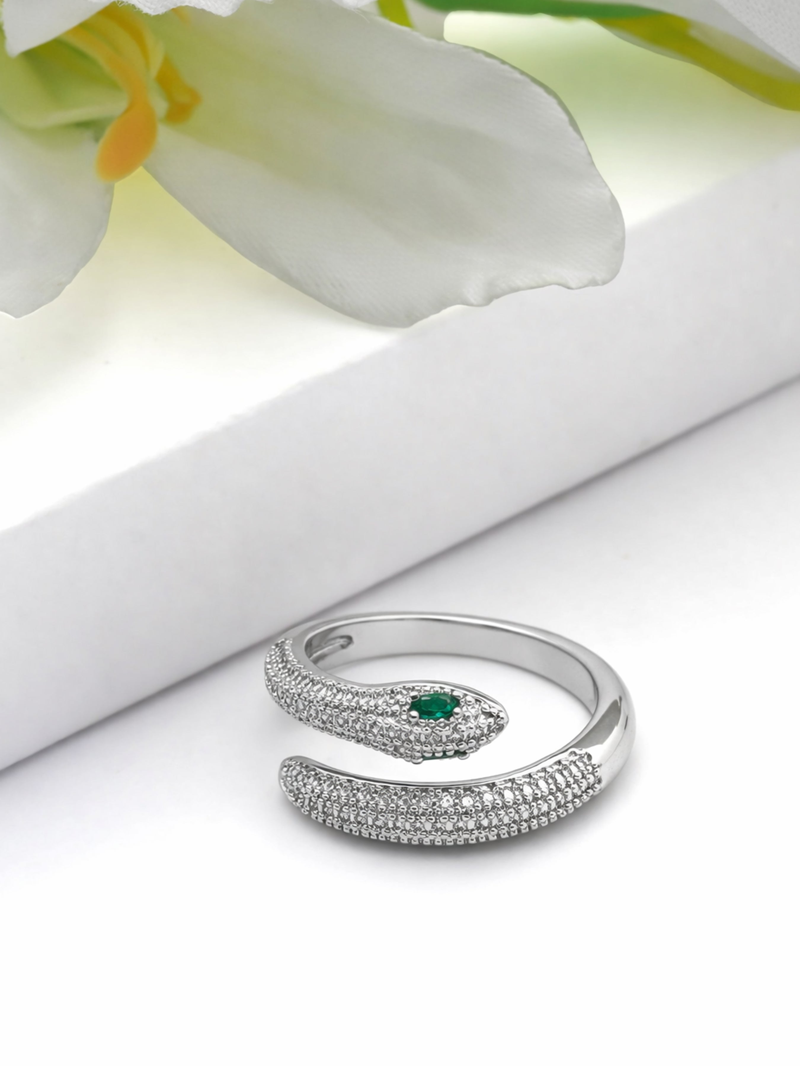 Silver Pavé Serpent Wrap Ring, Image 3 of 3