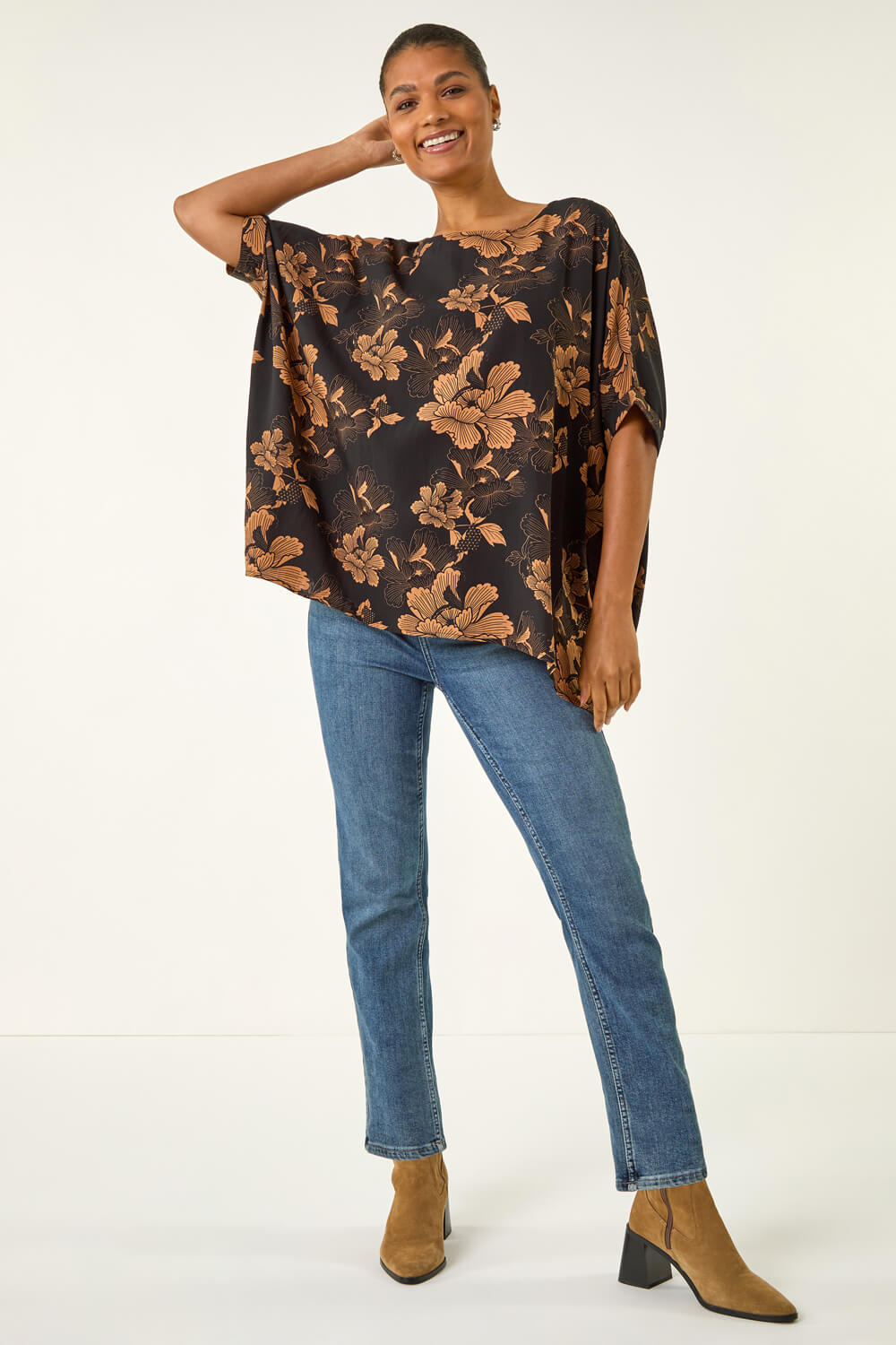 Amber Floral Buttoned Back Top, Image 4 of 5
