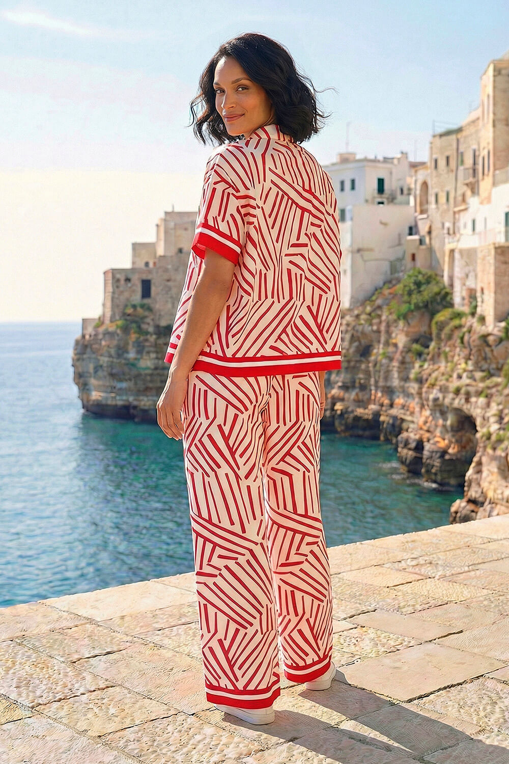 Red Dusk Geometric Buttoned Shirt, Image 4 of 4