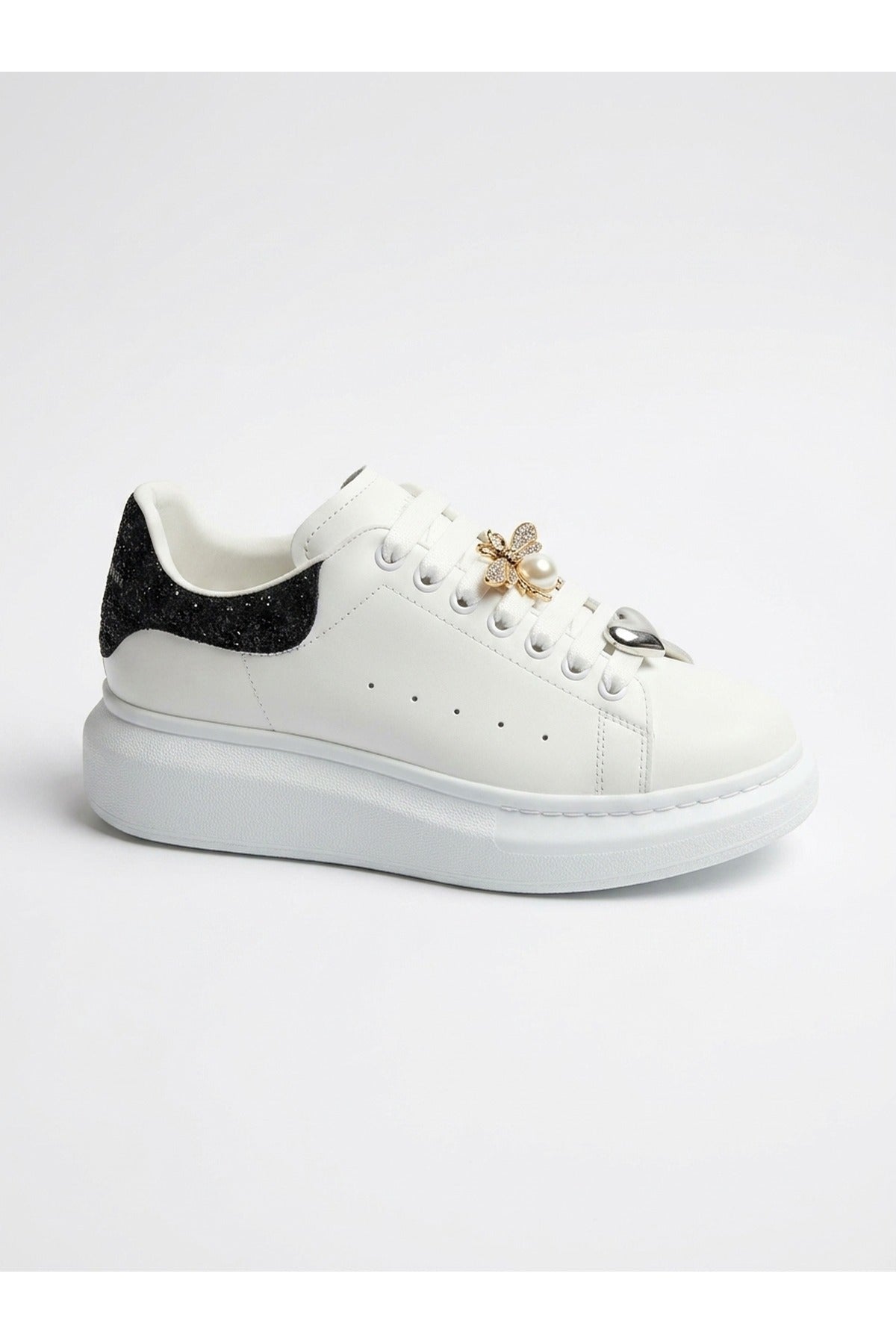 Black iKrush Black Sloane White Platform Trainers, Image 1 of 5