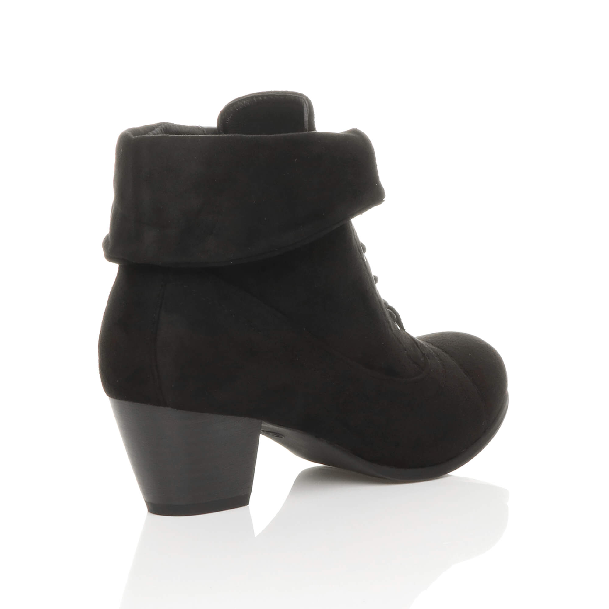 Black AJVANI Black Mid Cuban Heel Pixie Granny Ankle Boots, Image 4 of 7