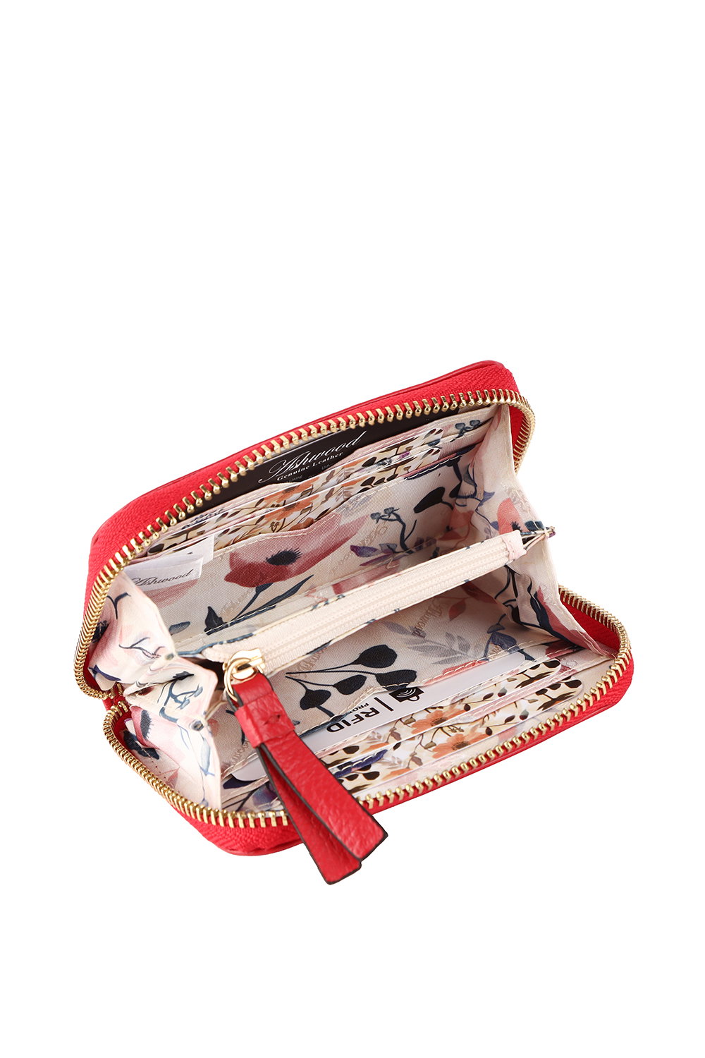 Red Ashwood Leather Red 'Mini X' RFID Protected Real Leather Purse, Image 3 of 3