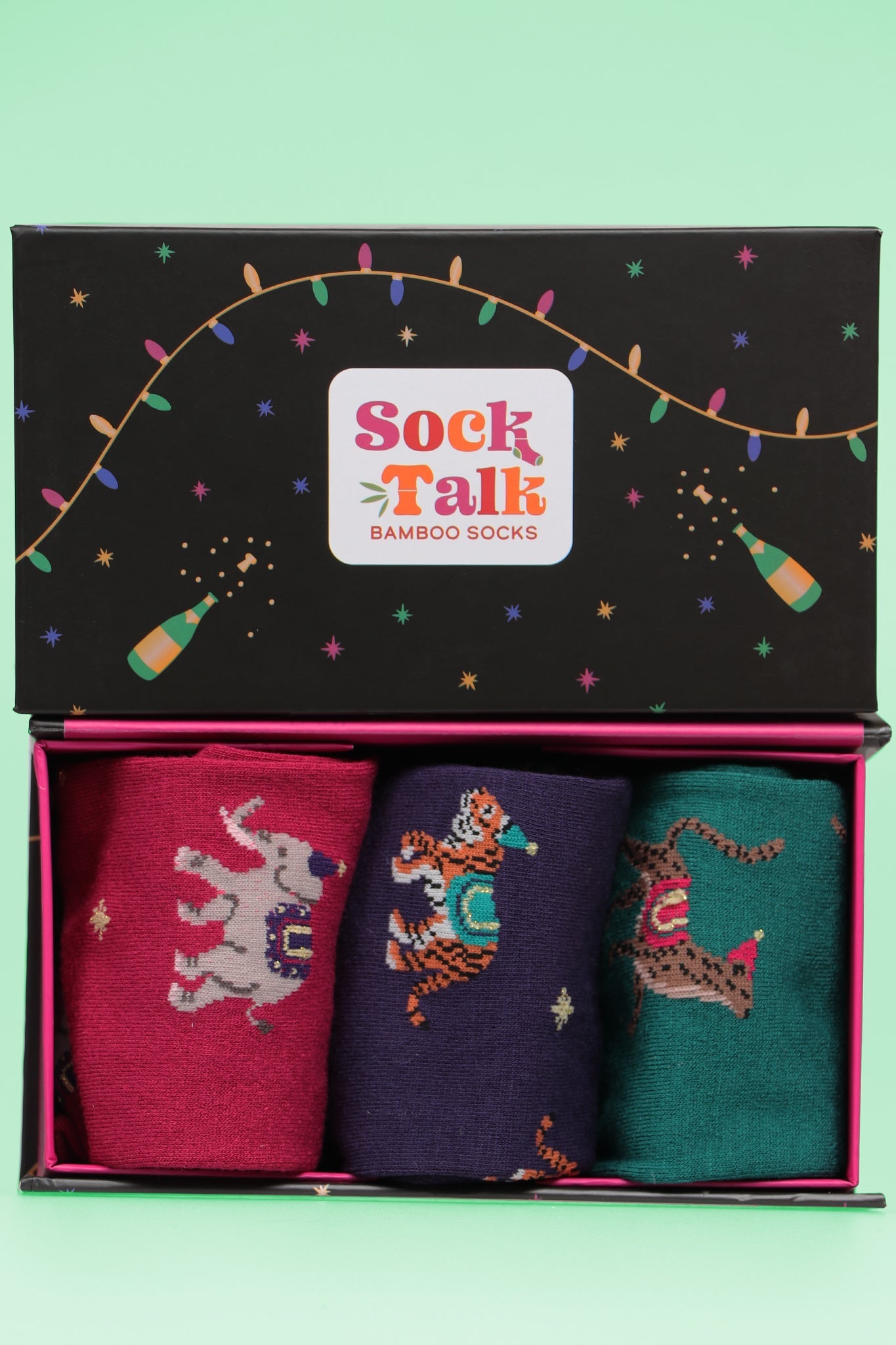 Multi Bamboo Socks Gift Set Box - Party Animals