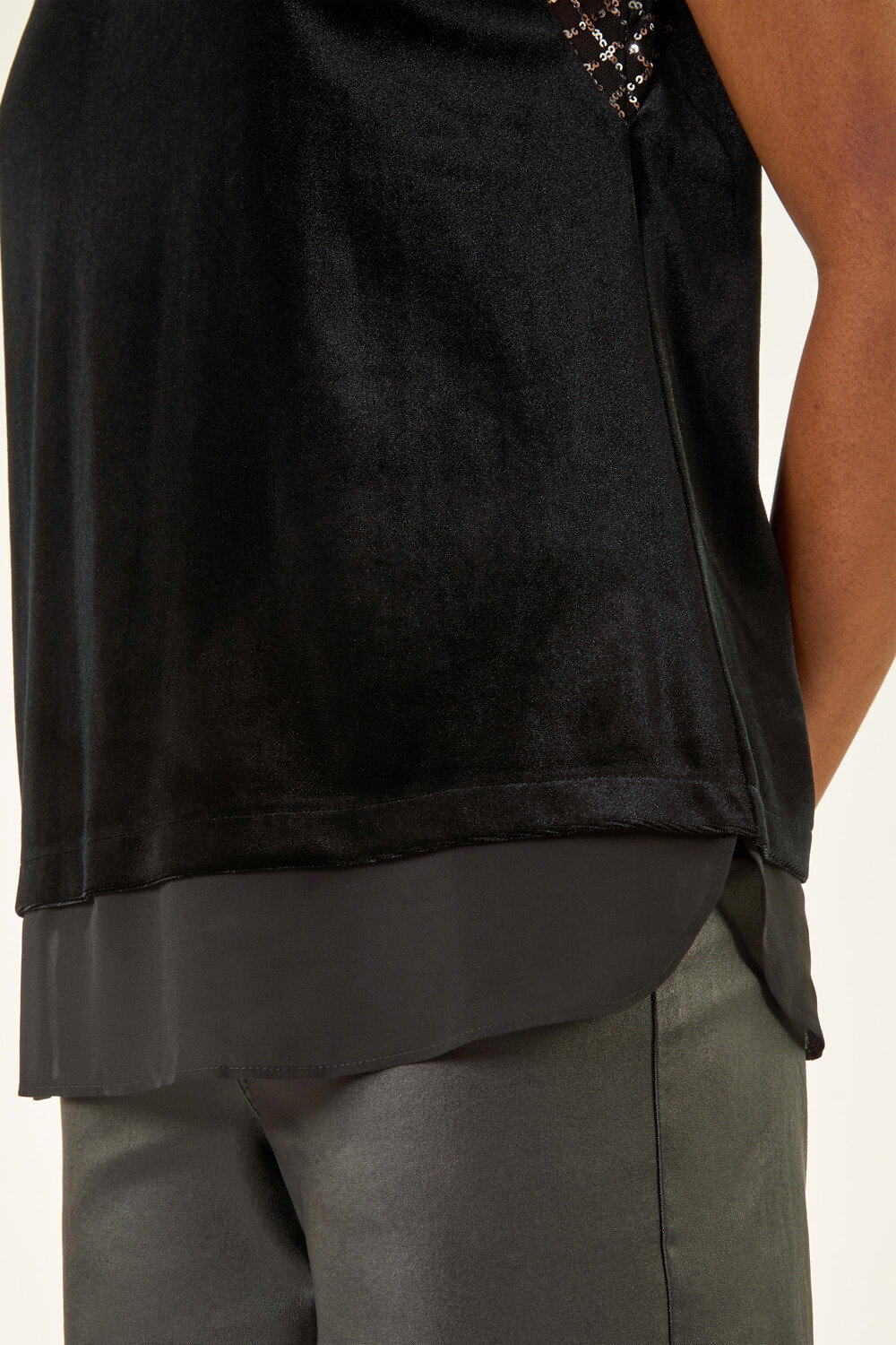 Black Velvet Sequin Mesh Top, Image 6 of 5