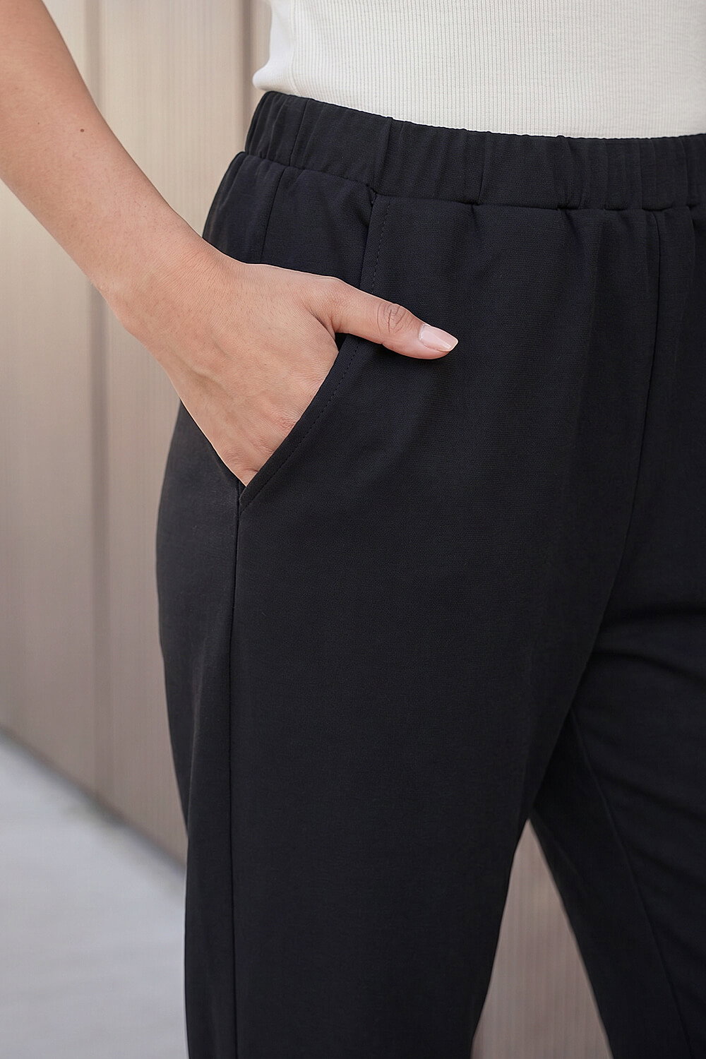 Black Petite Turn Up Trouser, Image 5 of 4
